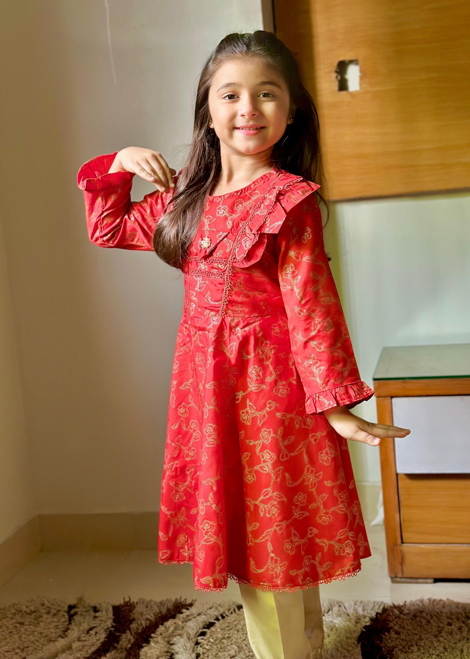 cotton Pishwas in Imperial red