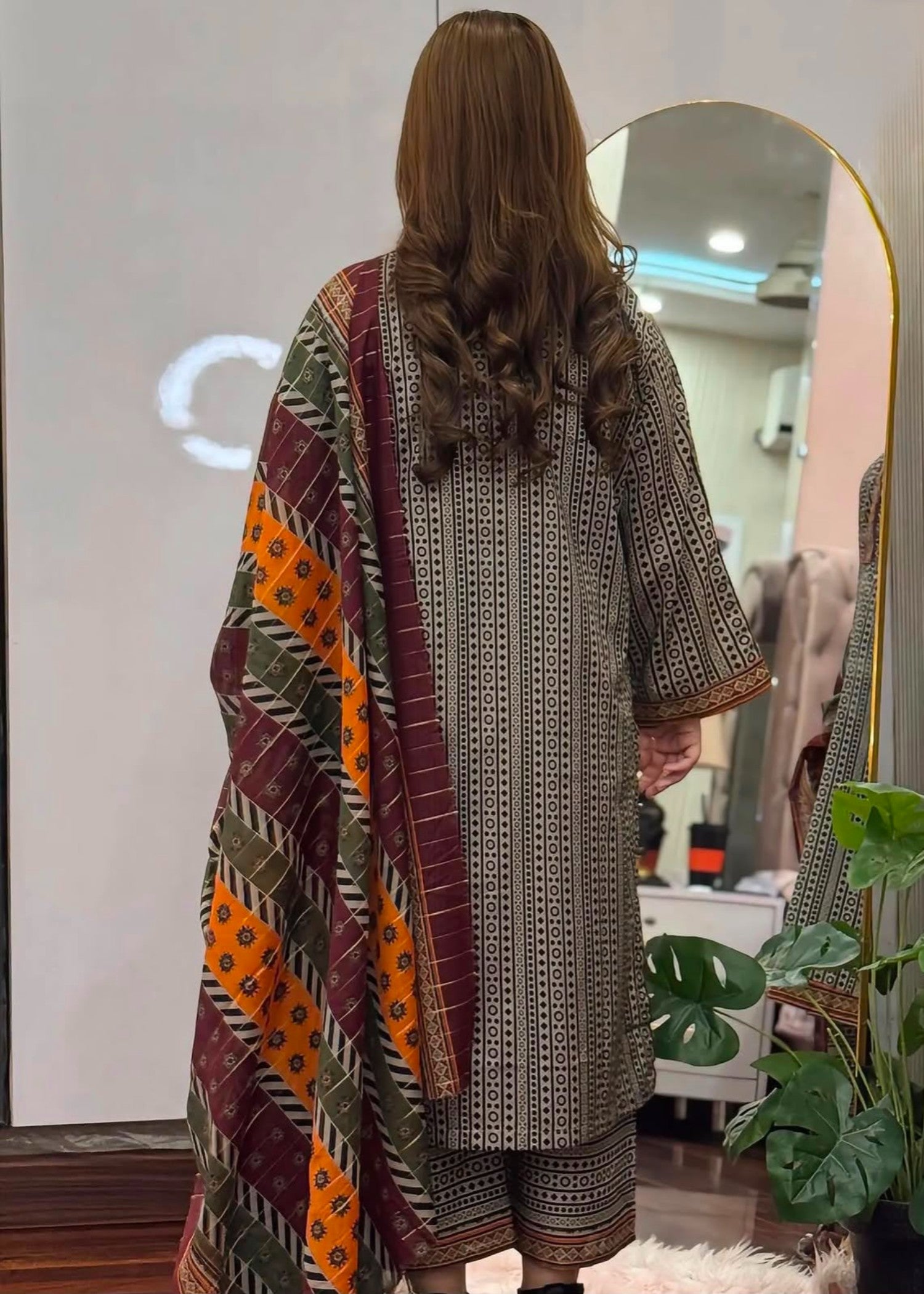 poly grip Kurta Set in Stone grey