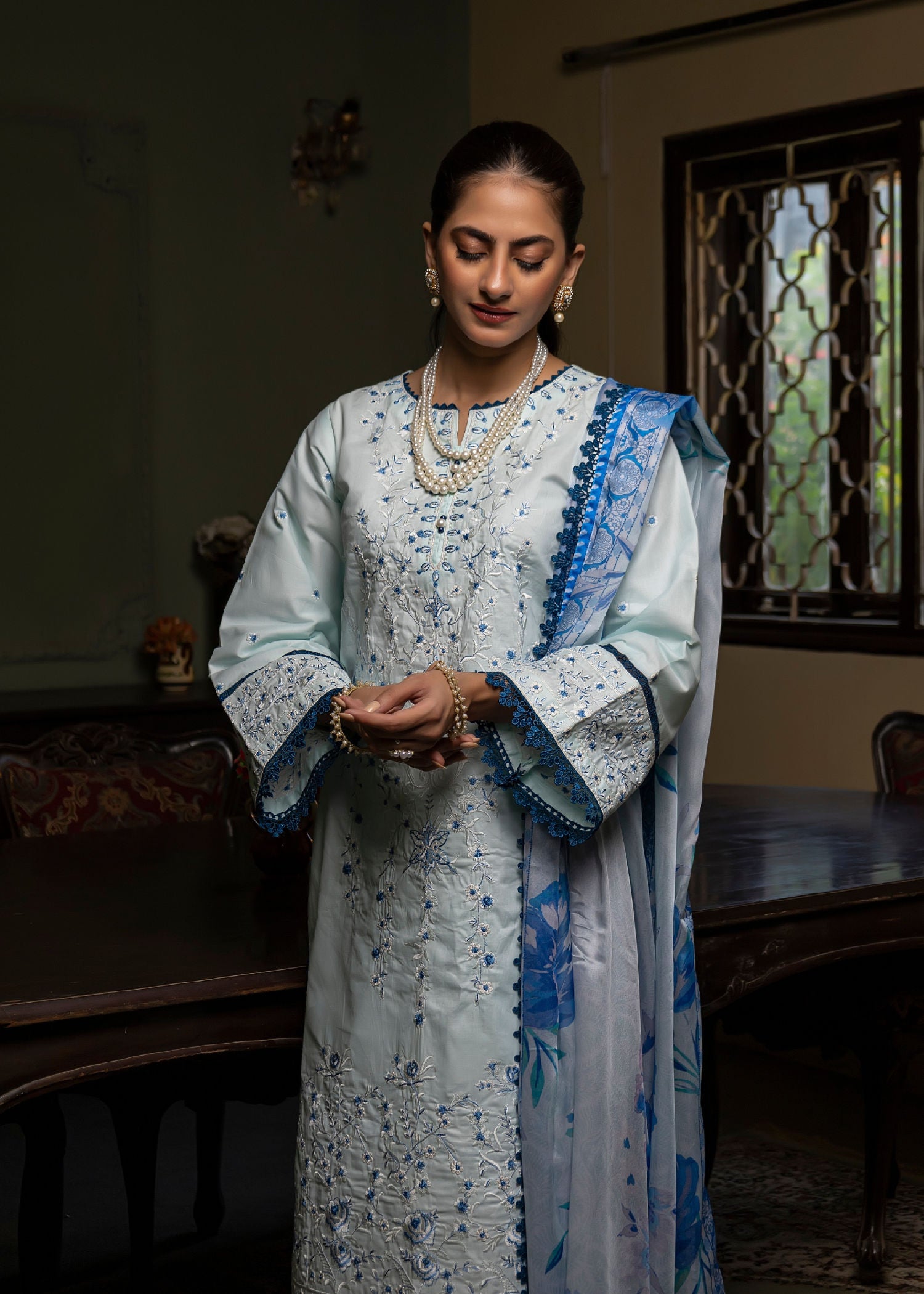 cotton Unstitched in Powder blue