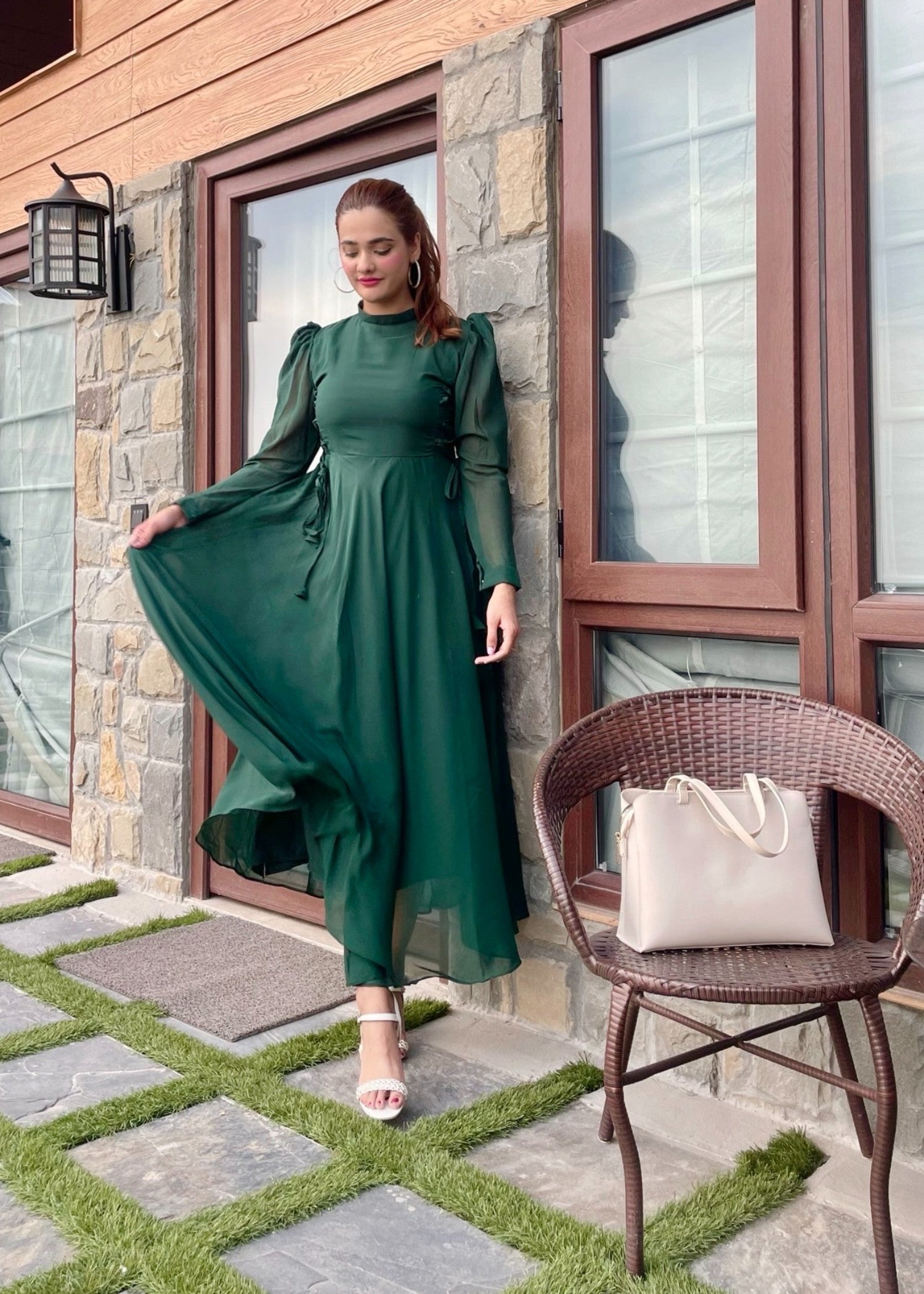 chiffon Frock in Green