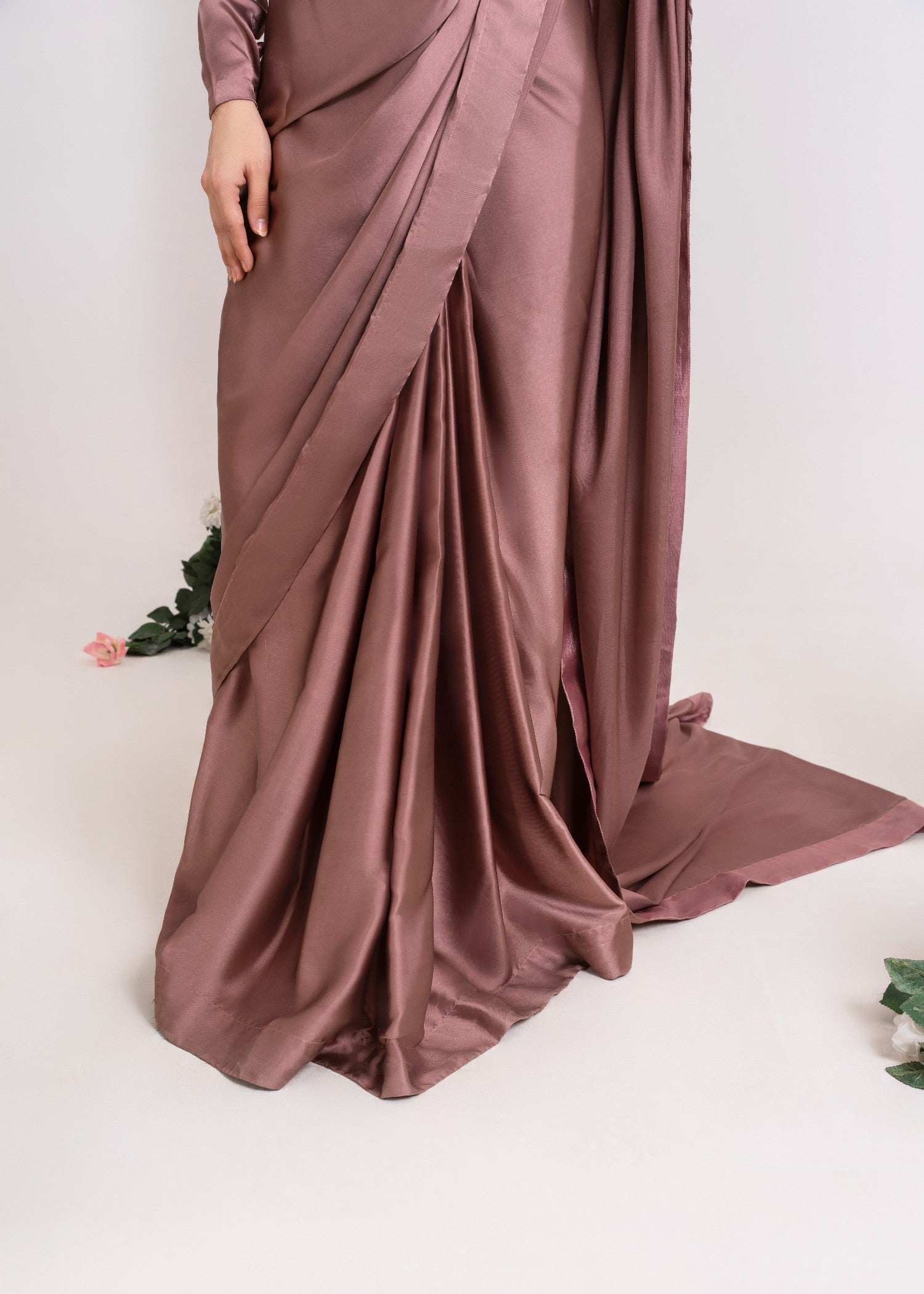 silk Saree in Mauve pink
