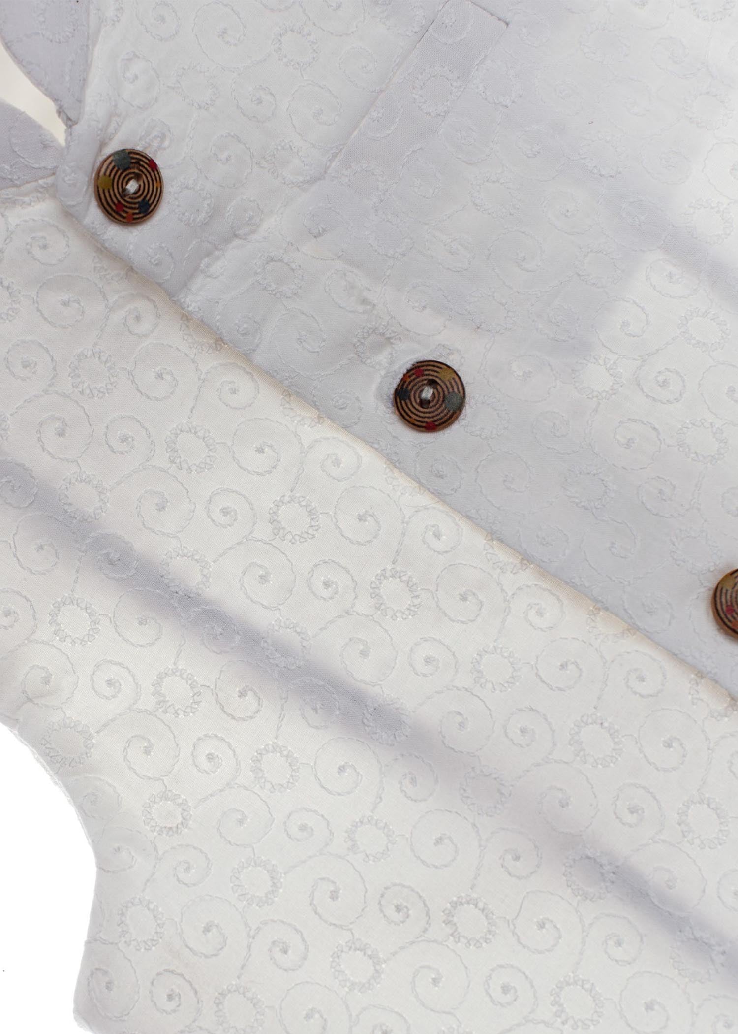chikankari cotton Waistcoat in White