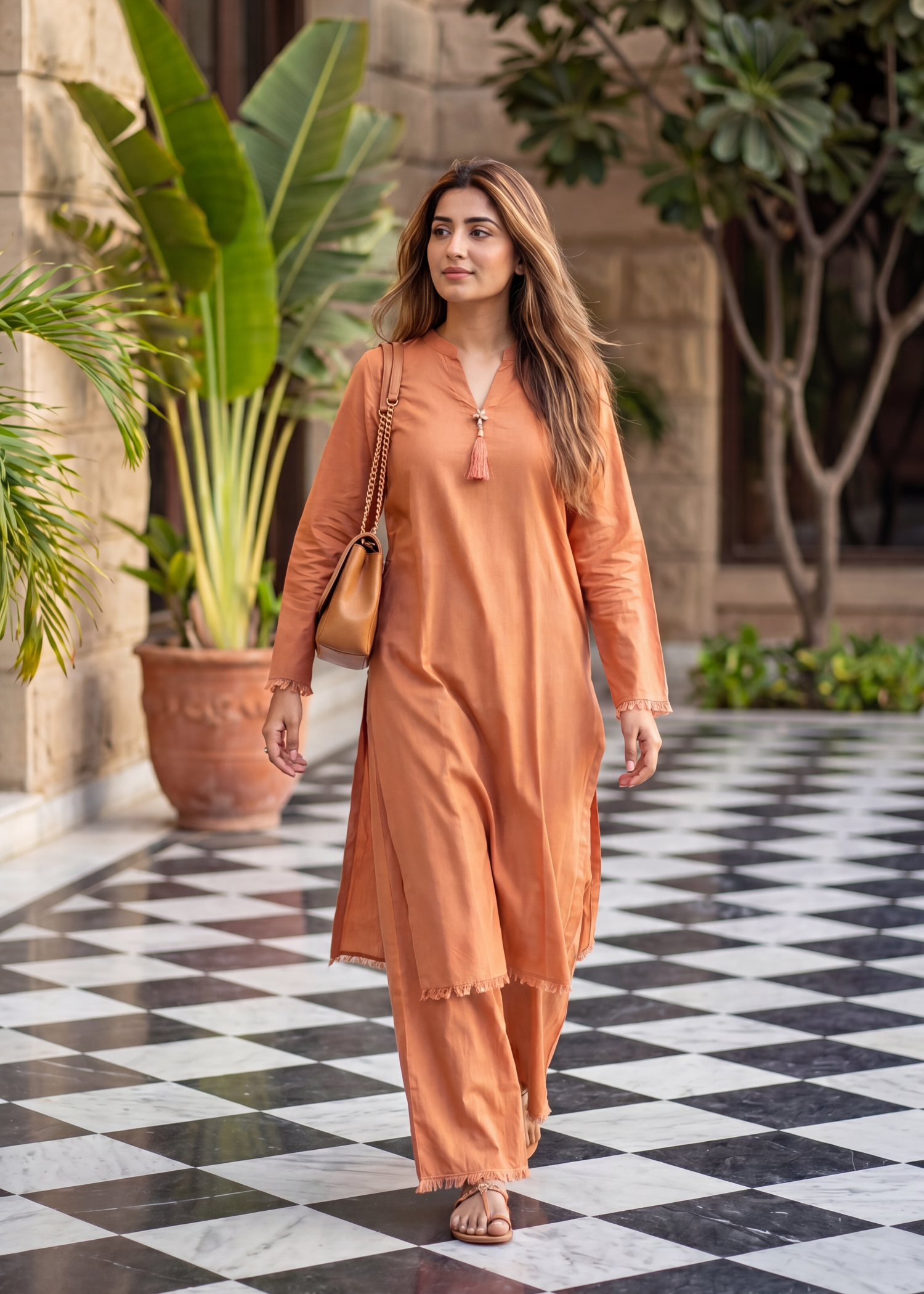 cotton Co Ord Sets in Desert orange