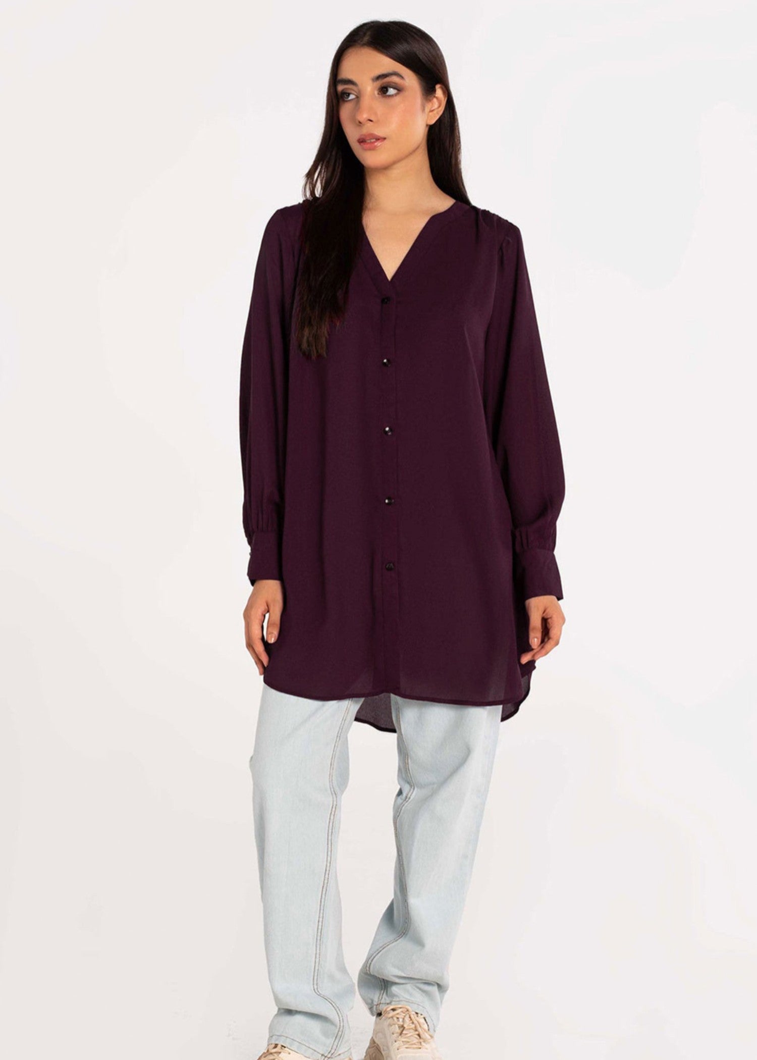 georgette Top in Plum purple