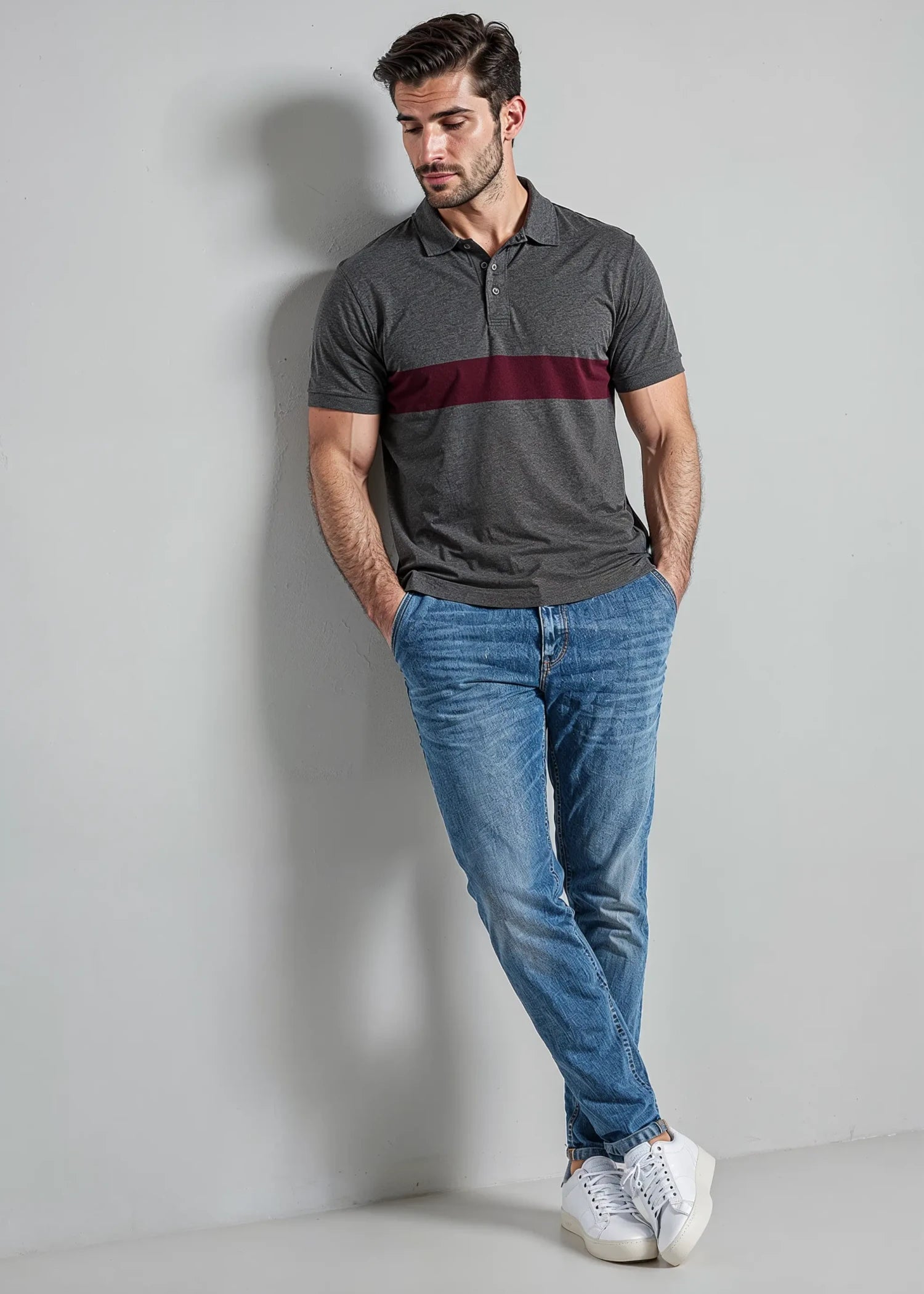polycotton Polo Shirt in Charcoal