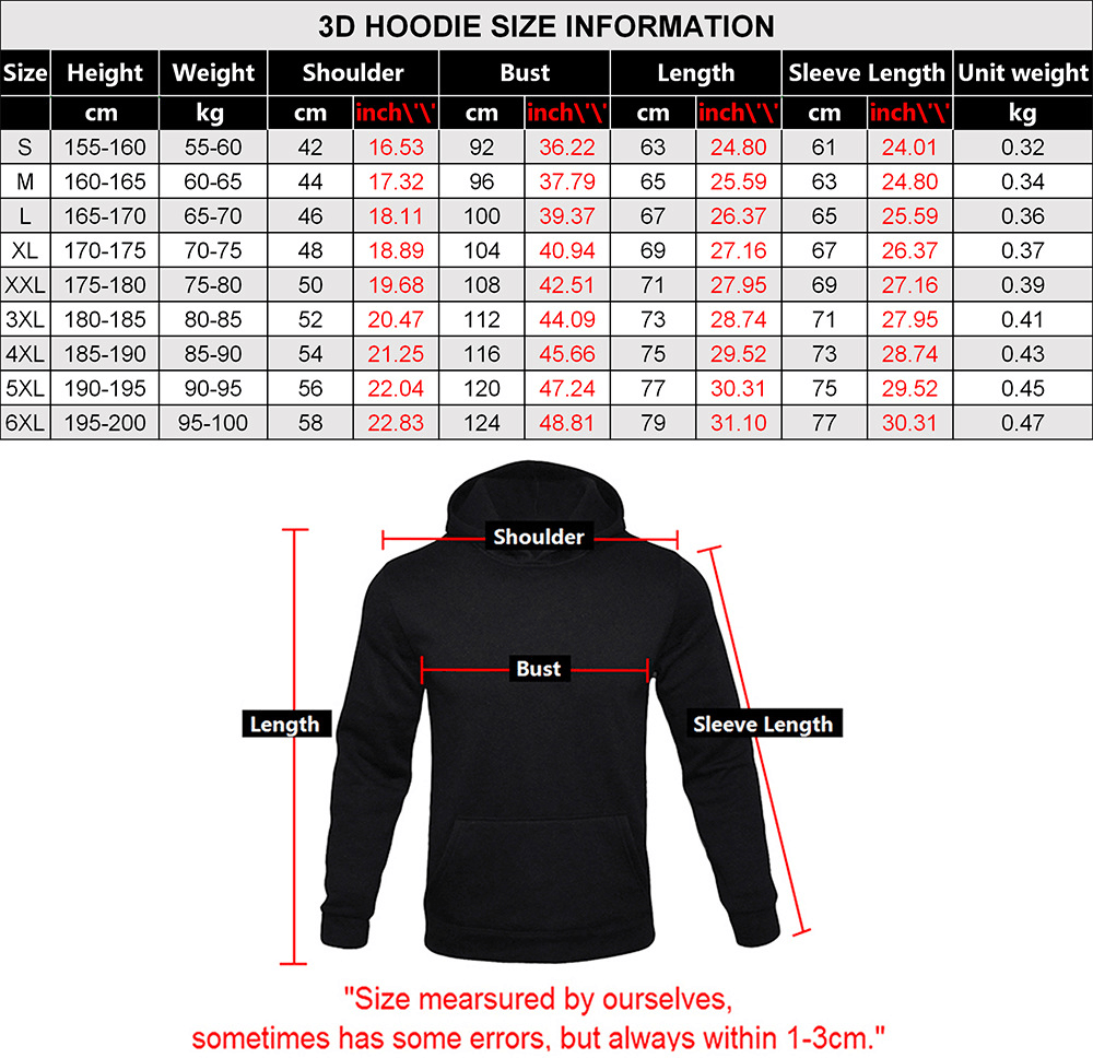 Harajuku Style European and American Trend Digital Printing Hoodie Men