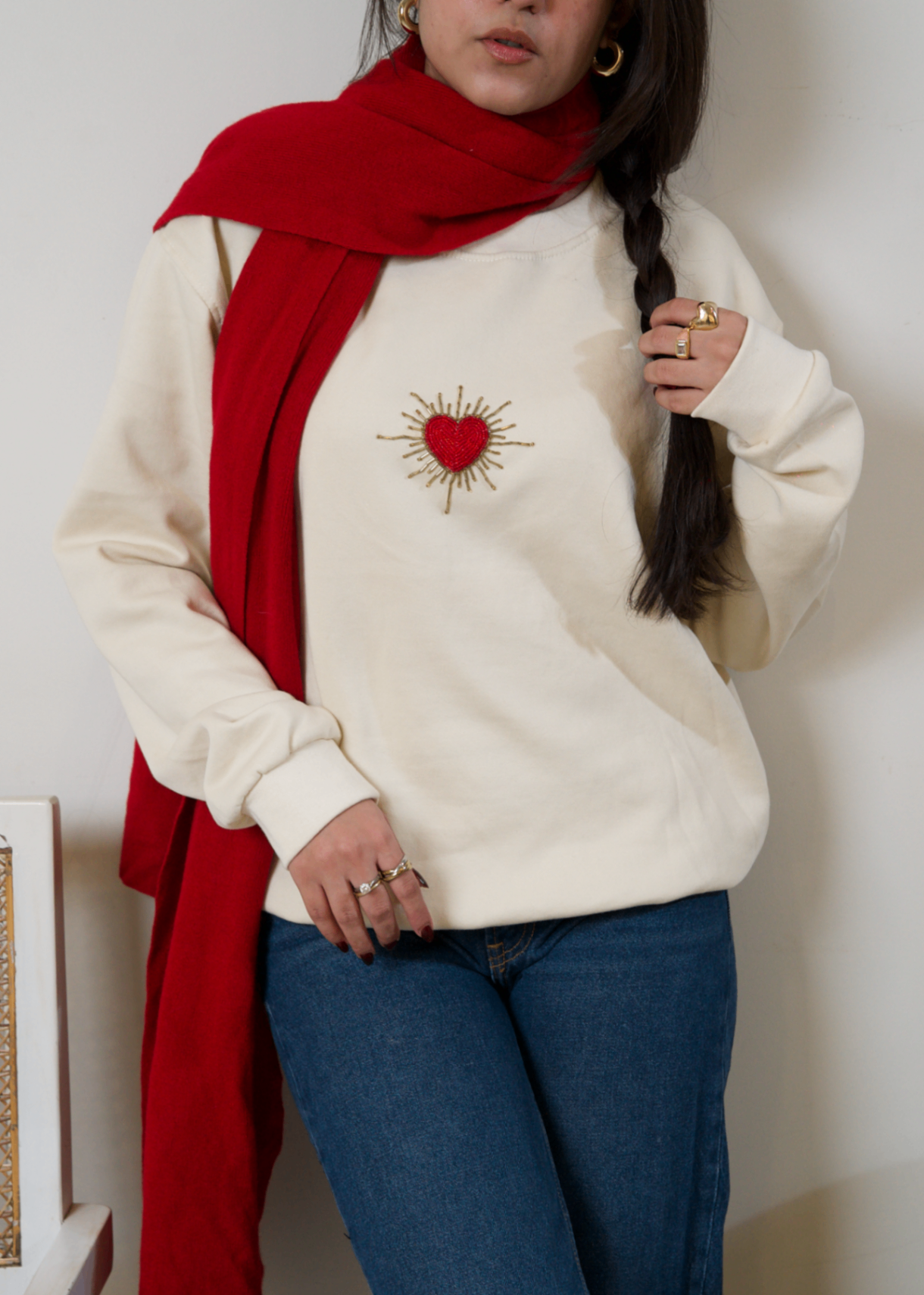 fleece Sweatshirt in Off-white