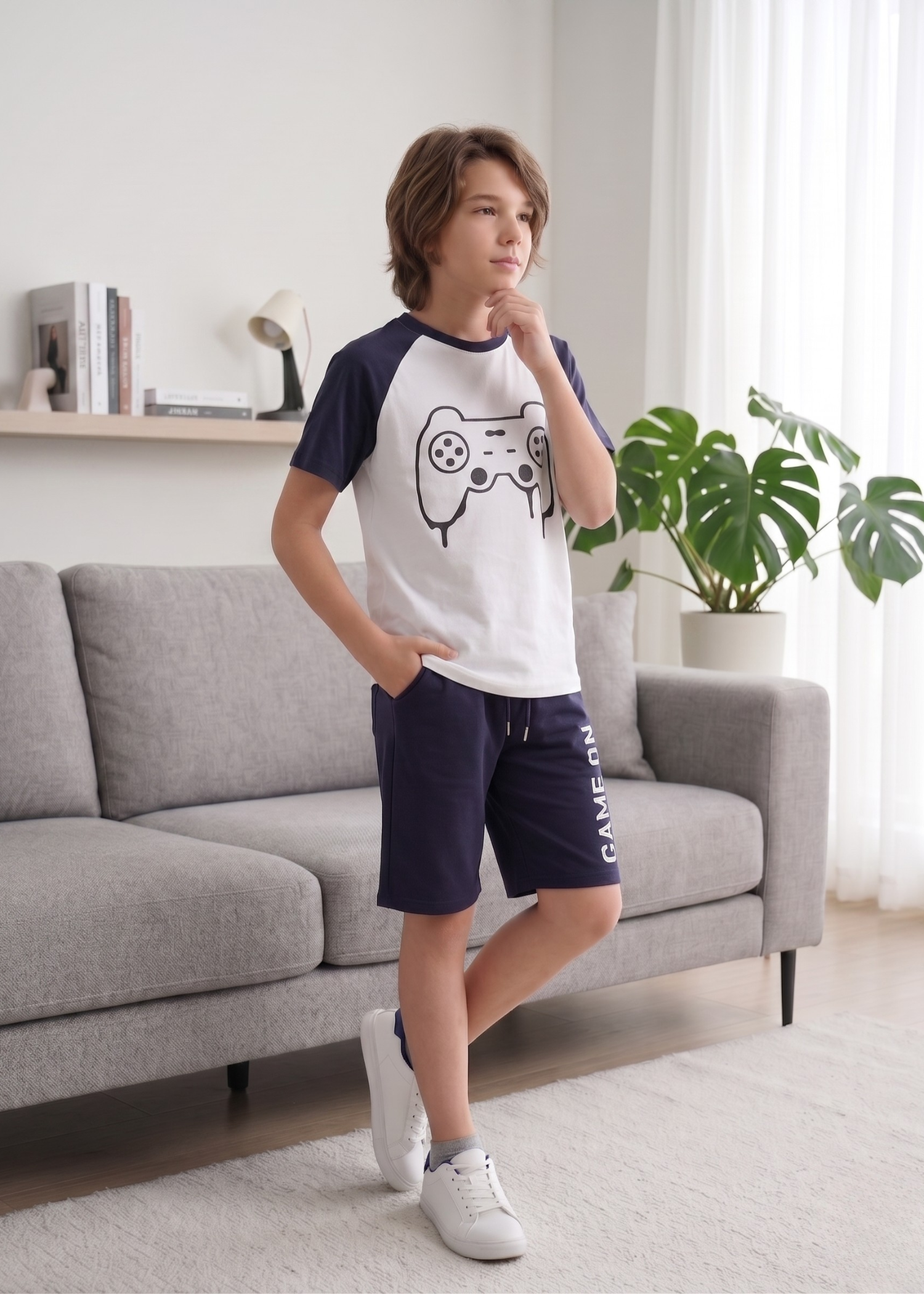 Co ord Sets in Navy blue, white