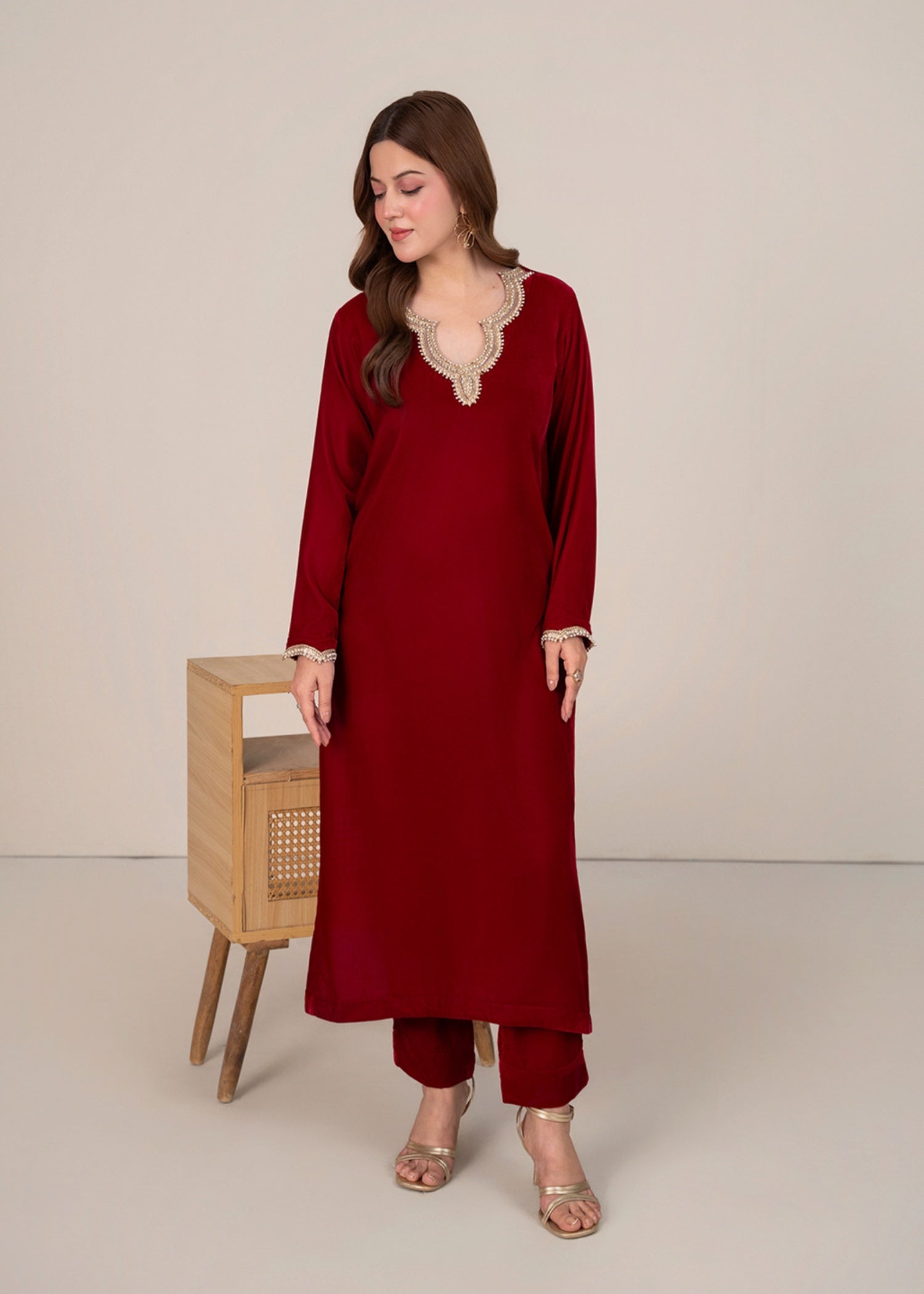 chinese micro velvet 9000 Co Ord Sets in Scarlet