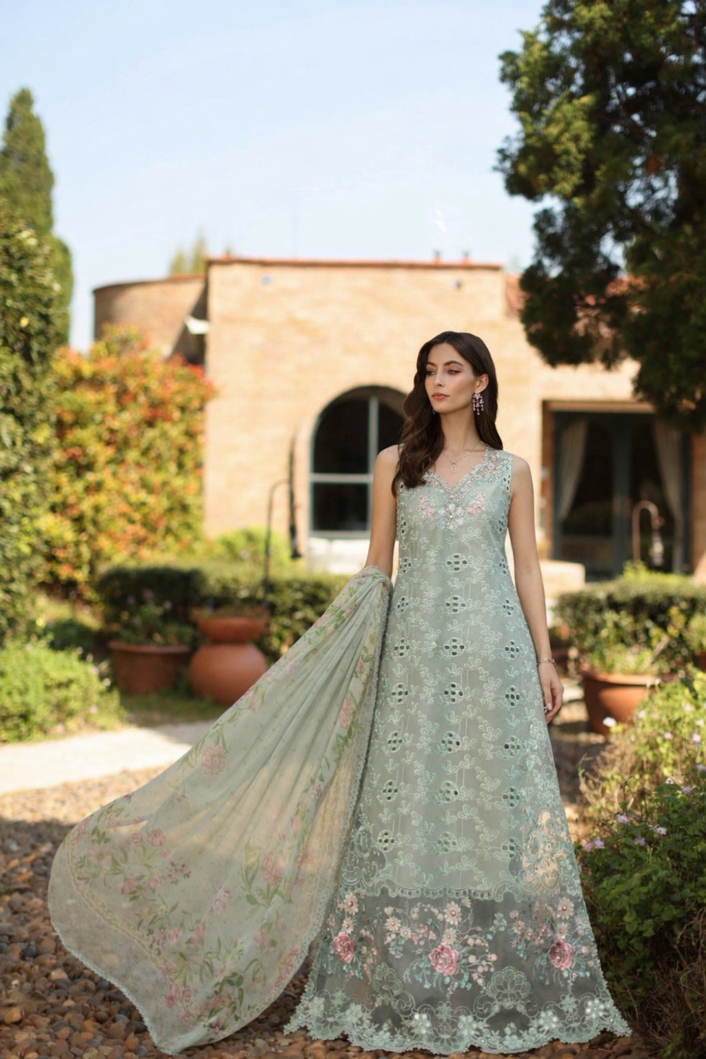 Luxury Eid Schiffli Laserkari Lawn – D7 - B - Florine