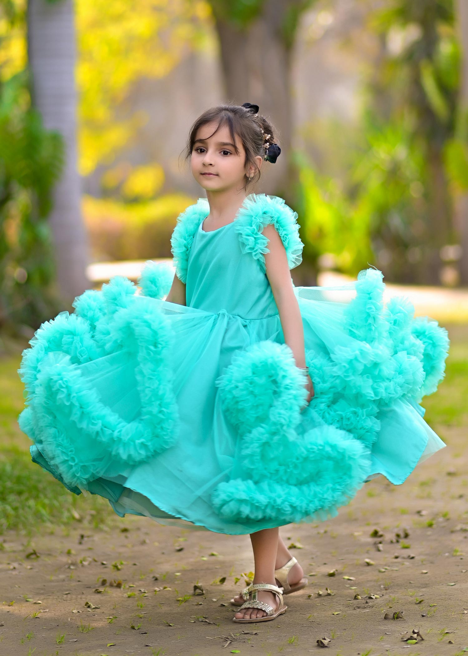 net Frock in Aquamarine