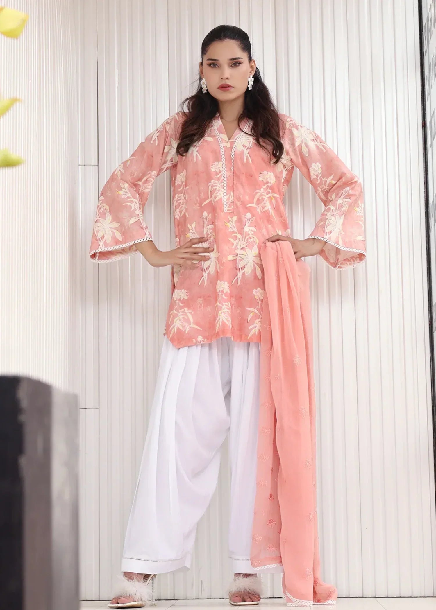 lawn Kurta Set in Pink sherbert