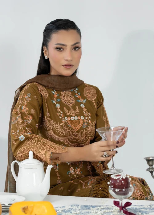 cotton Kurta Set in Brown