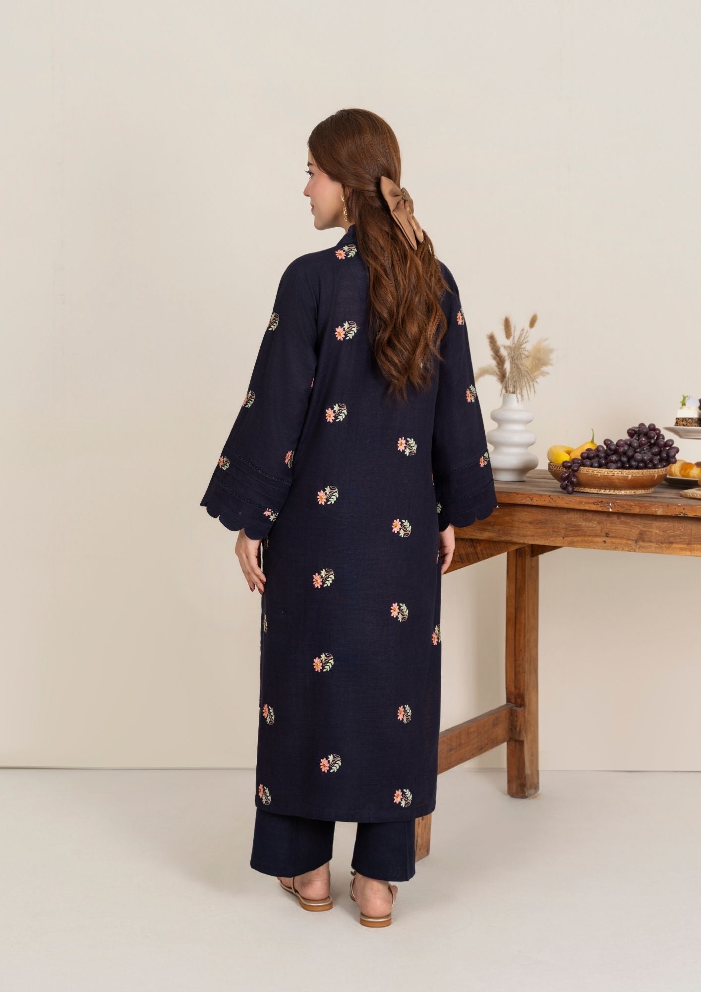 khaddar Kurta Set in Midnight