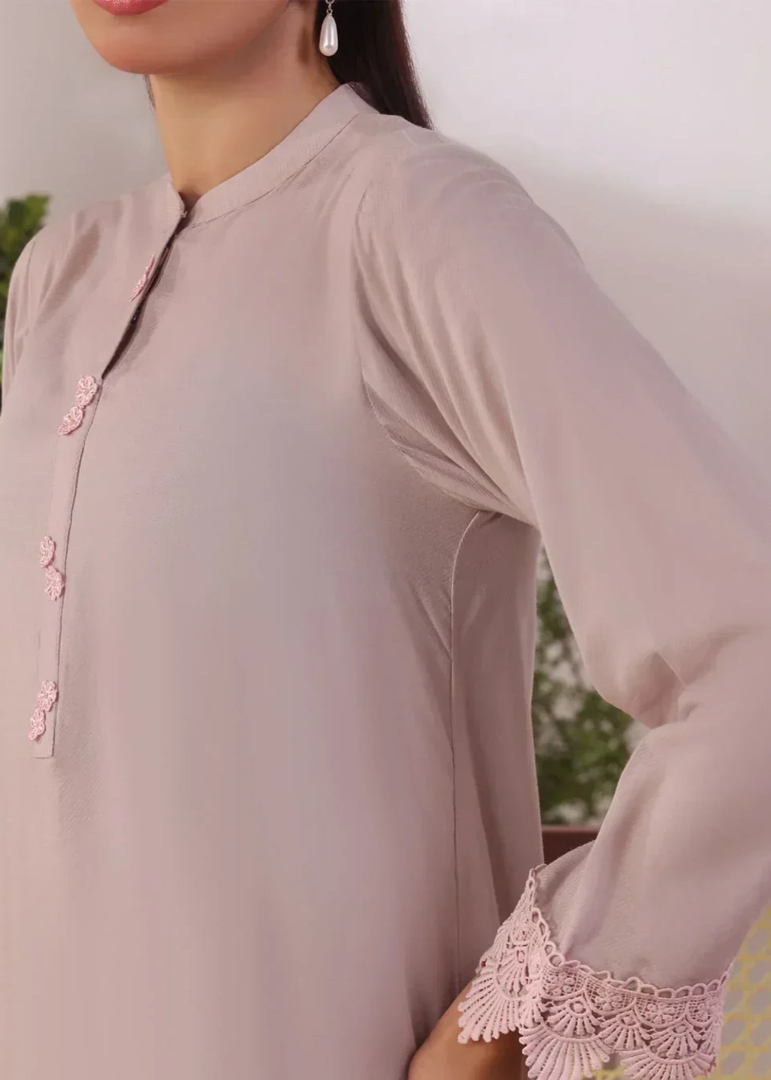 silk Kurta Set in Light pink