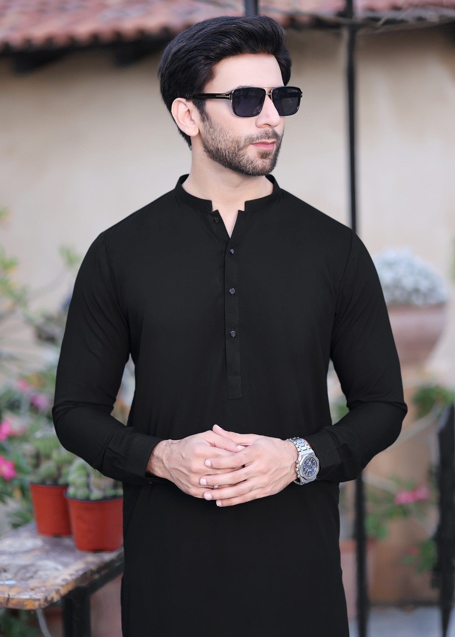 jamawar Waistcoat in Black