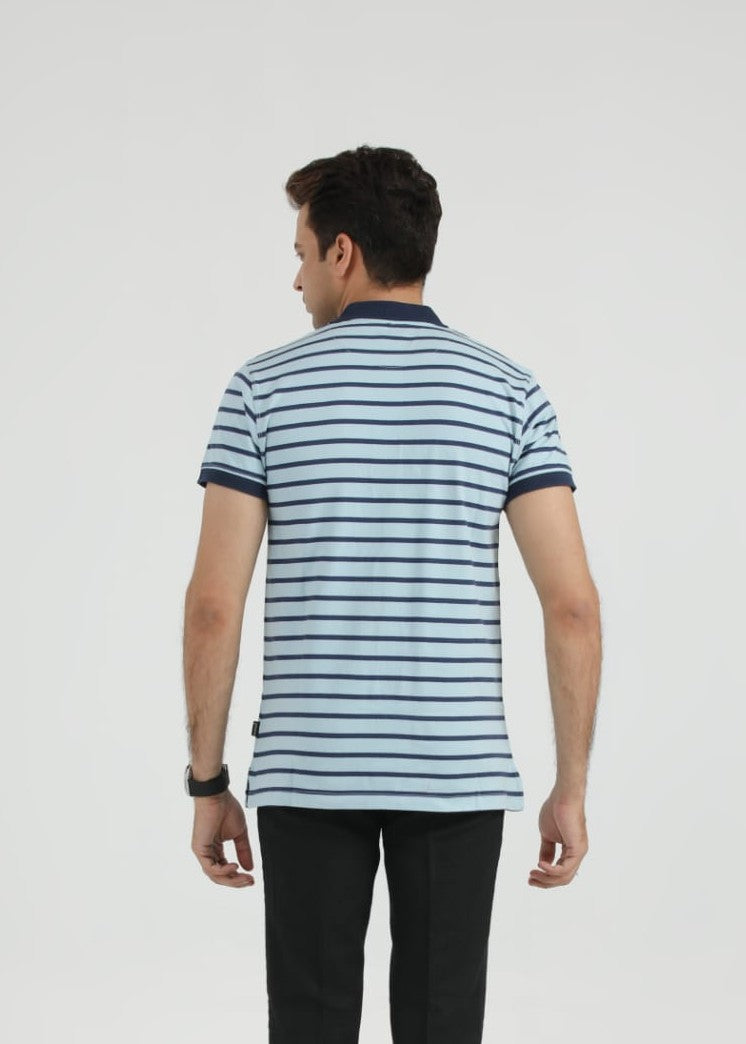 single jersey knit Polo Shirt in Sky blue