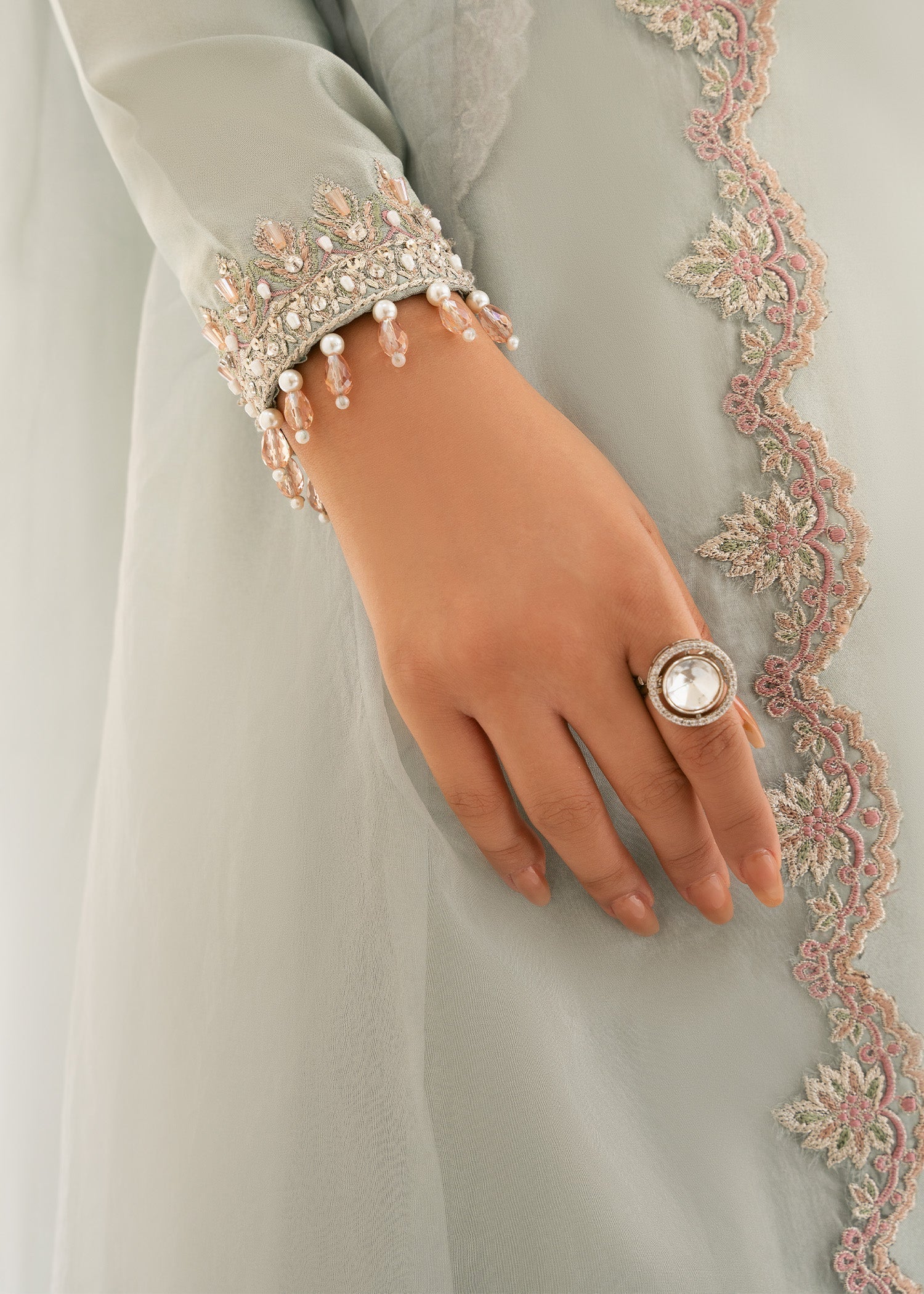 raw silk Sharara in Ice blue