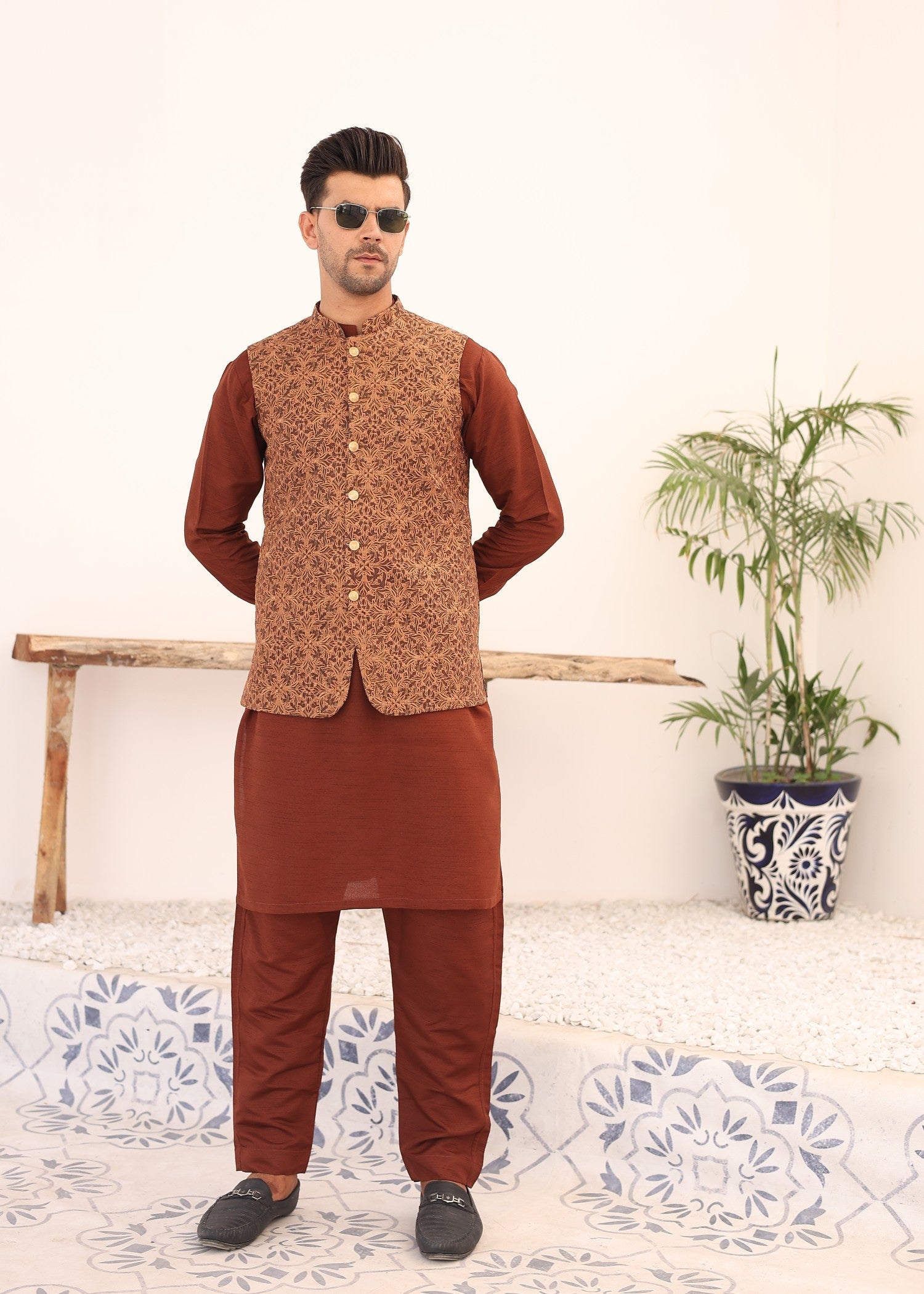masuri Waistcoat in Rust orange