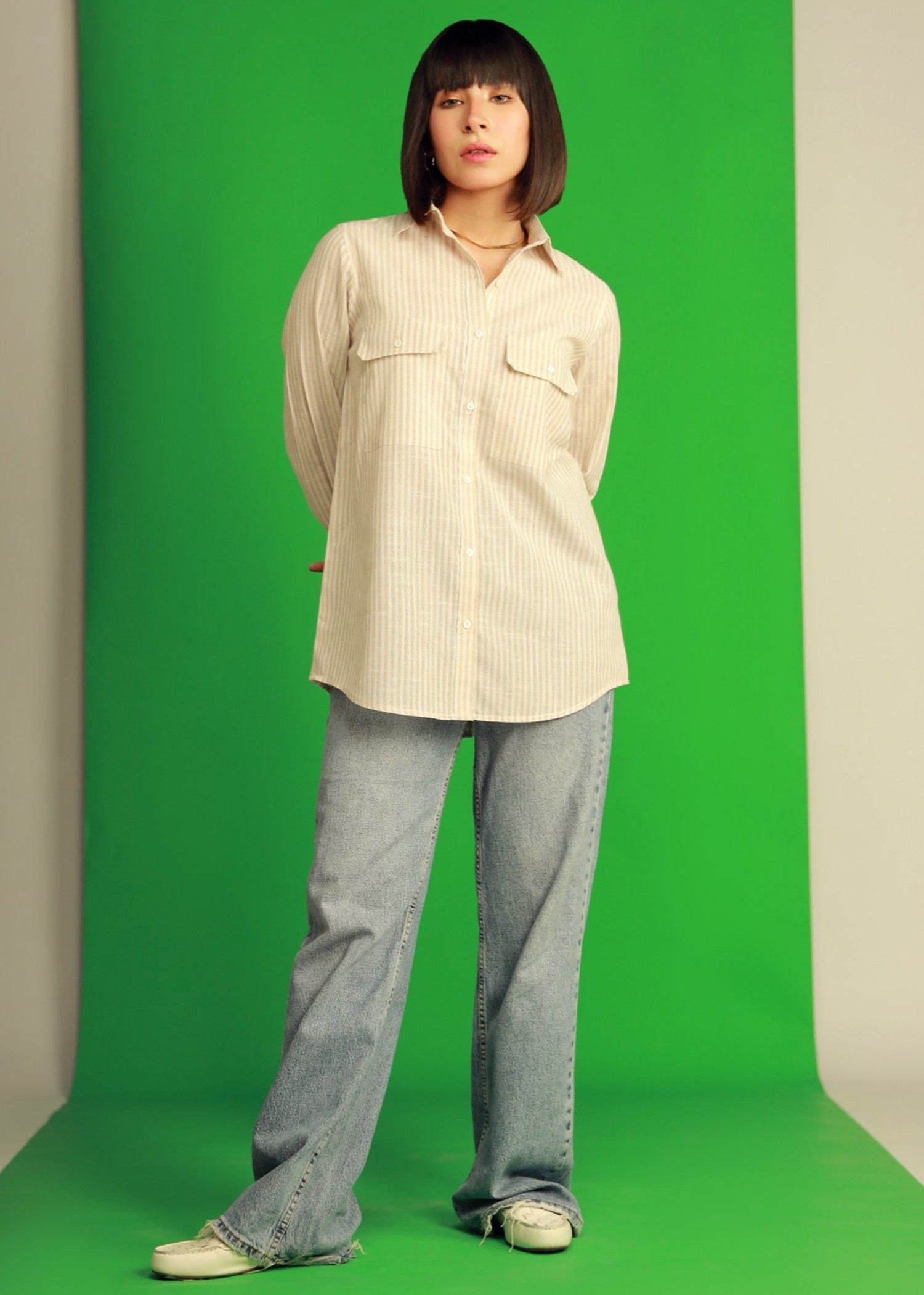 poplin Top in Beige
