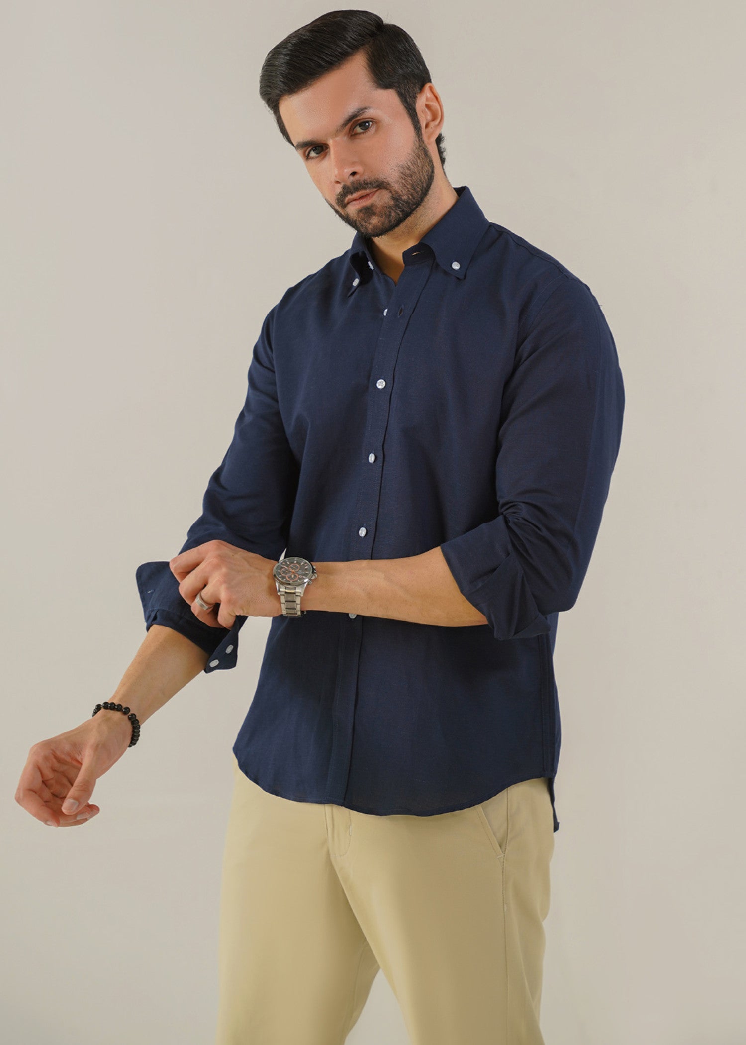 linen Casual Shirt in Midnight blue