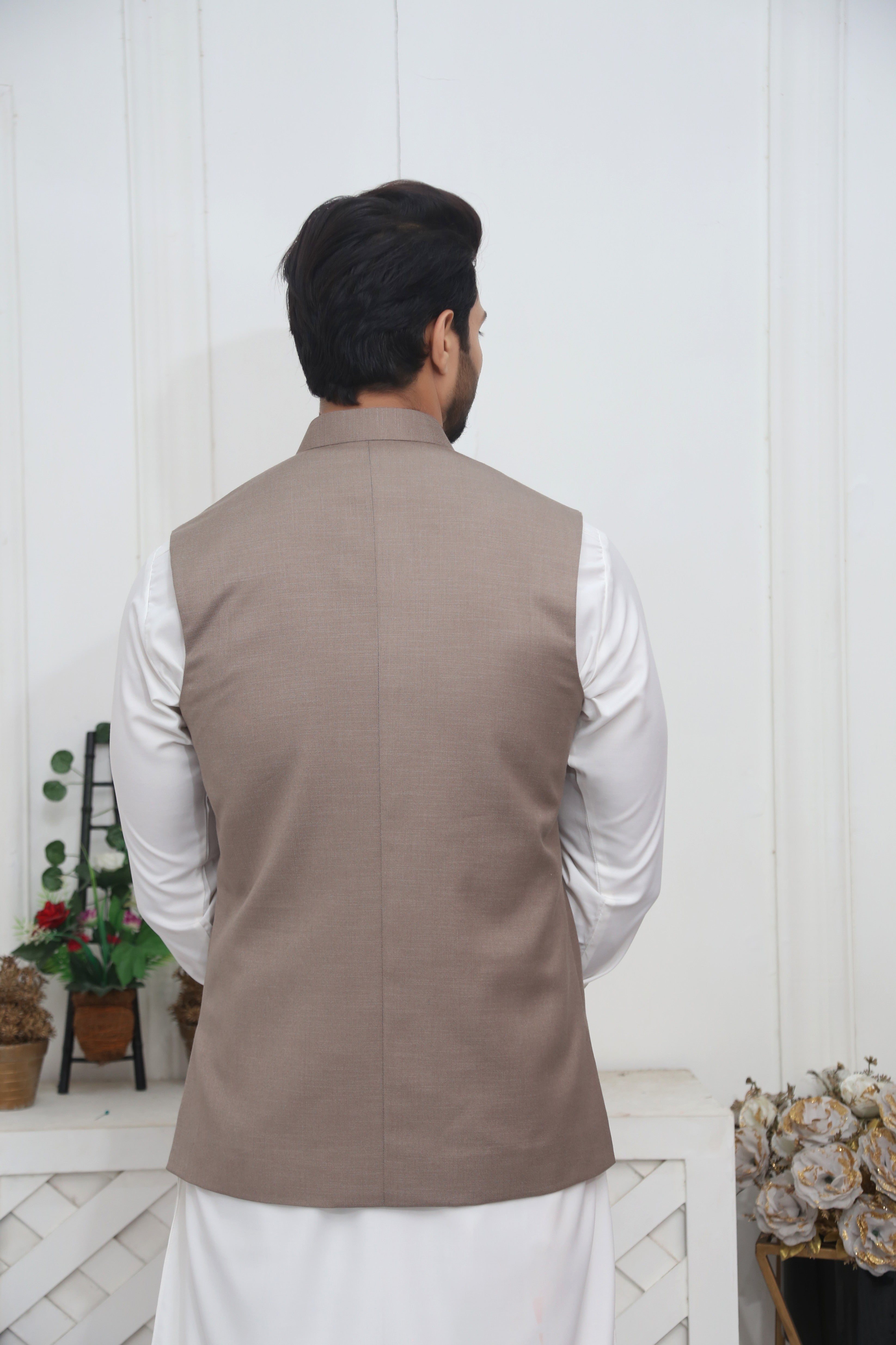 tropical Waistcoat in Tan brown