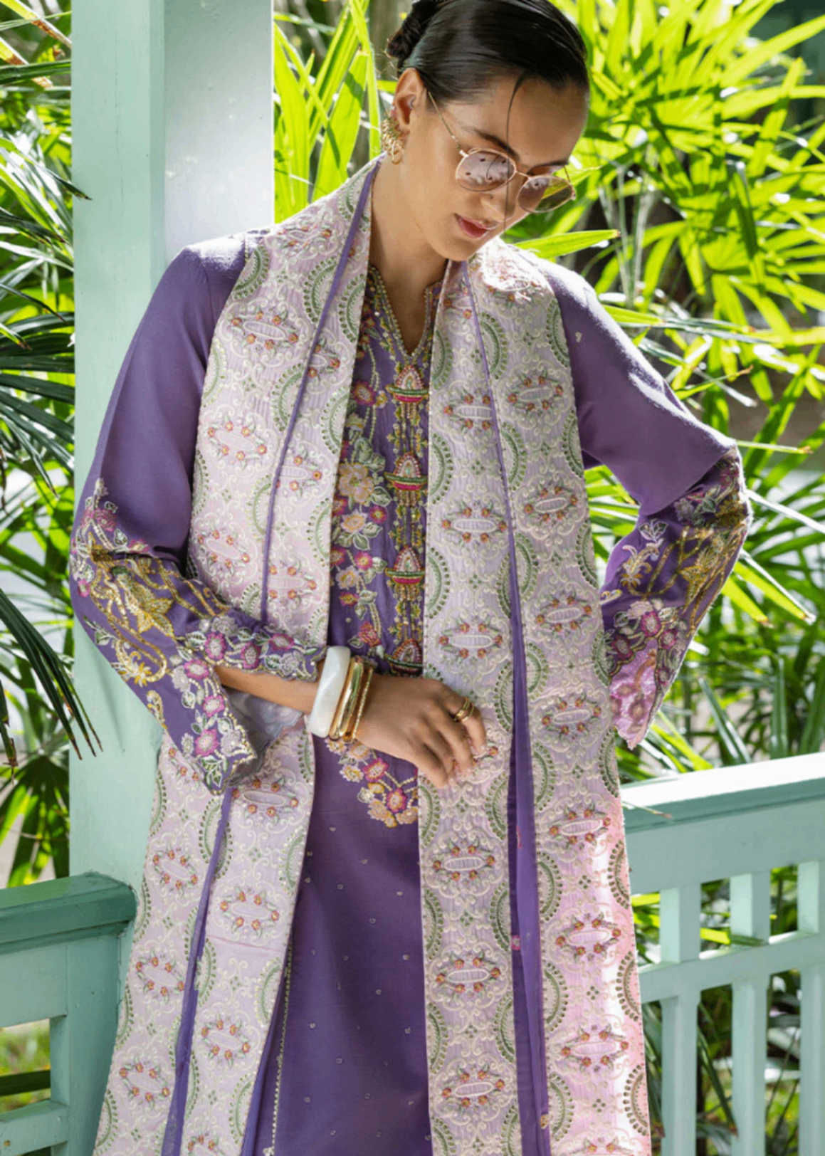 raw silk Kurta Set in Bright lavender