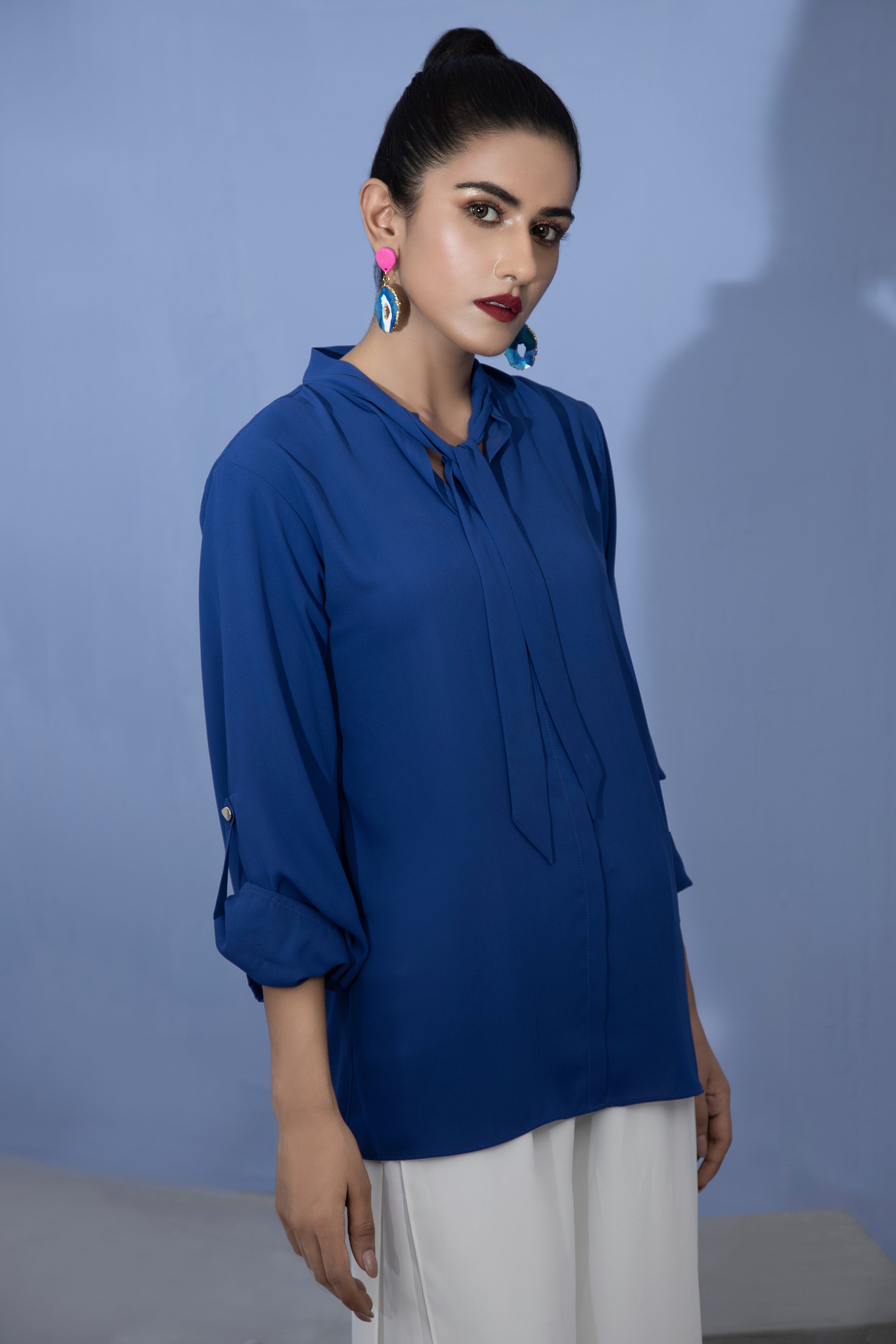 crepe georgette Kurti in Navy blue