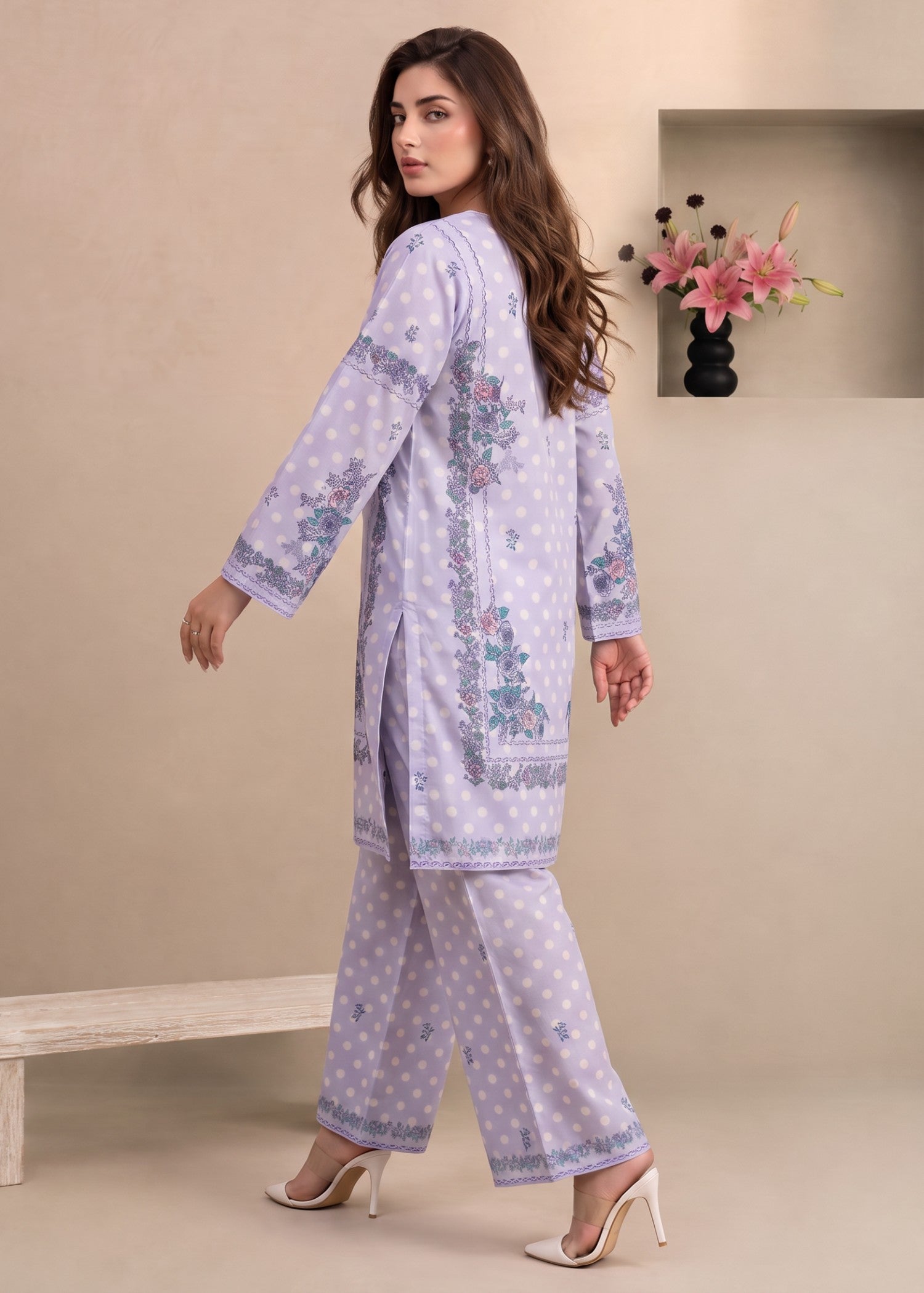 polyester crepe Co Ord Sets in Purple mountain majesty