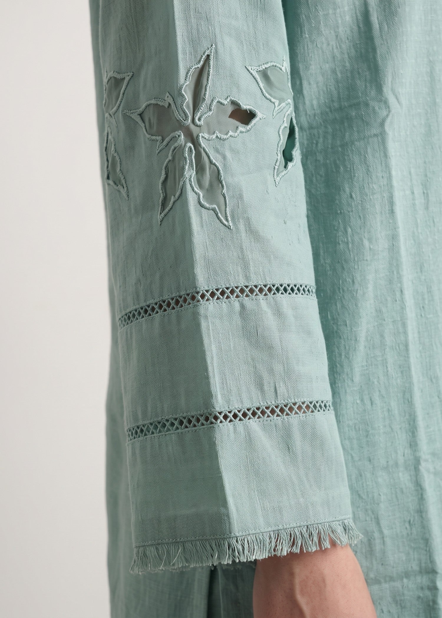 cotton jacquard Kurta Set in Mint green