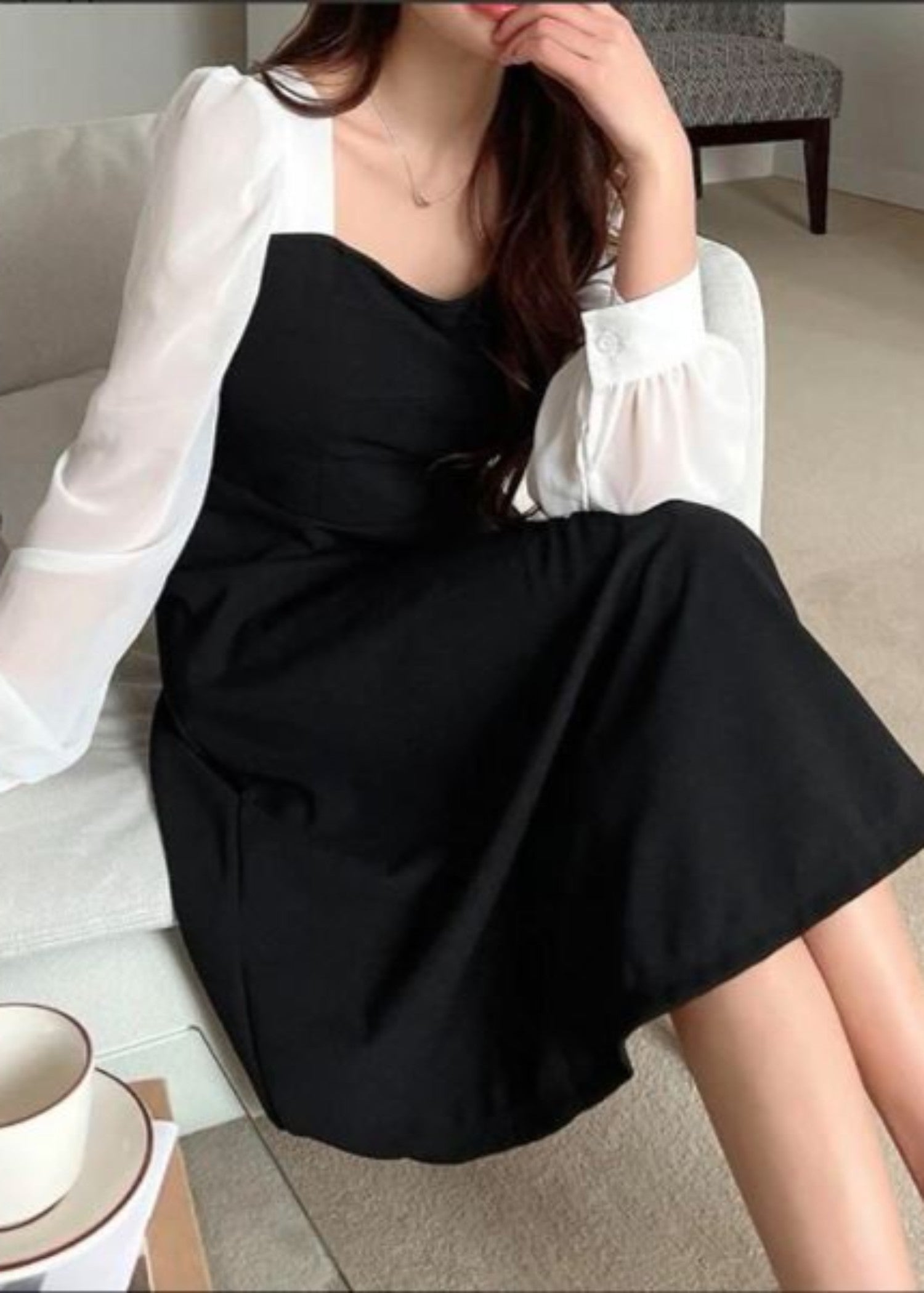 georgette Frock in Black