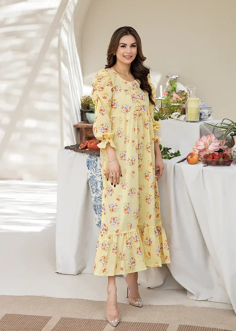 crepe Dress in Yellow