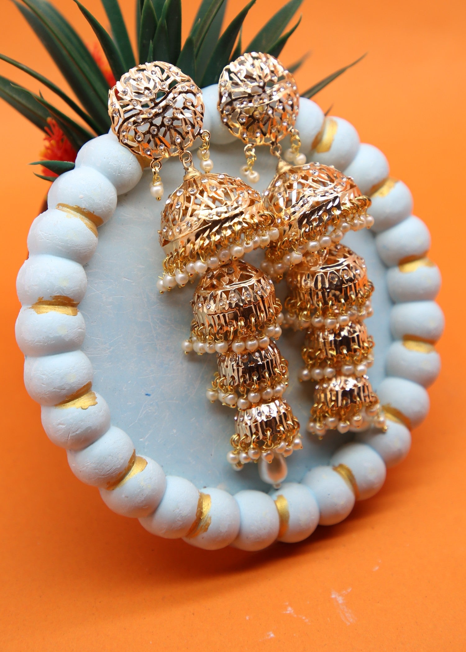 Earrings in Gold Color by - Trendy Women Earrings HBG6059
