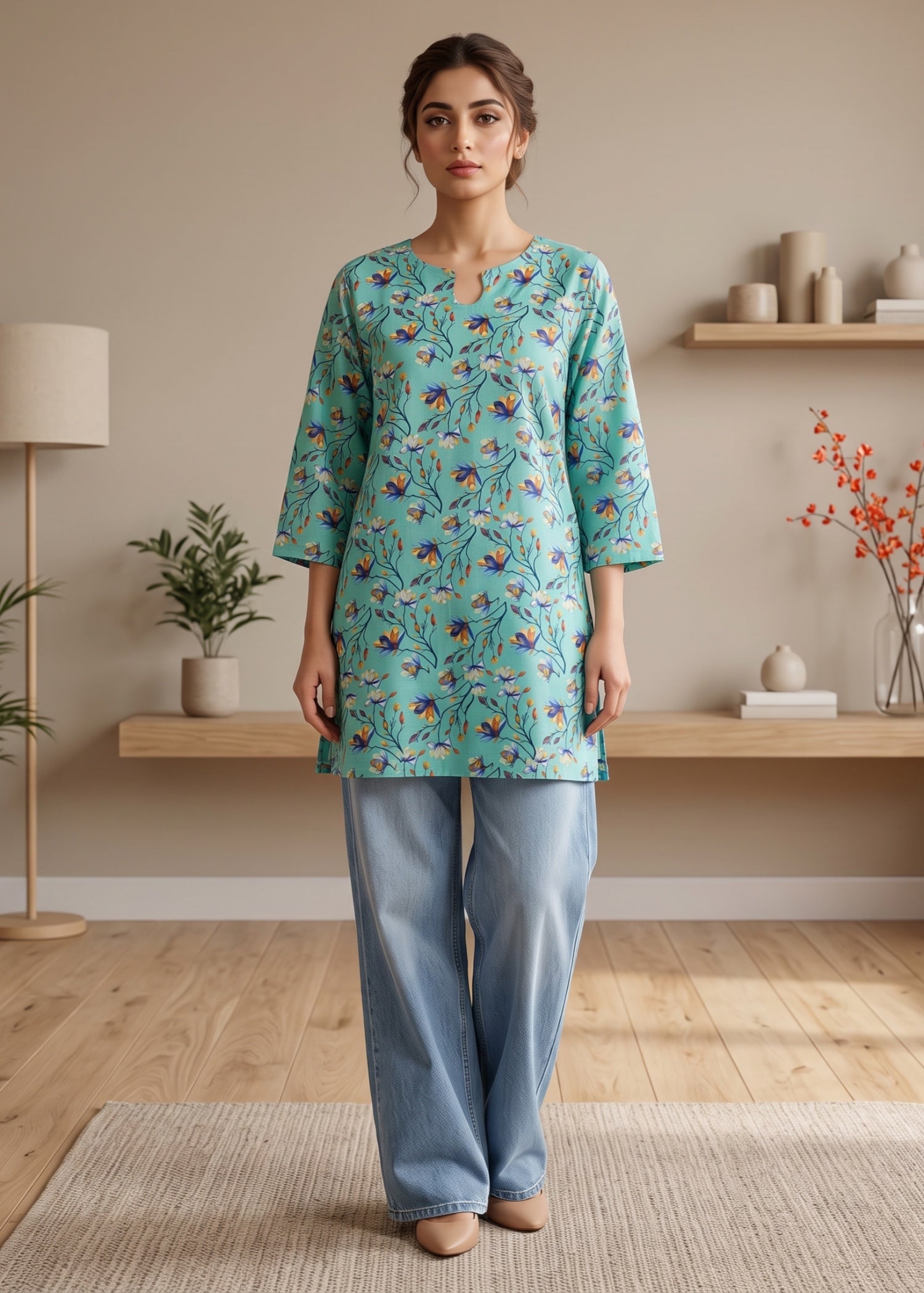 lawn cotton Kurti in Electric blue