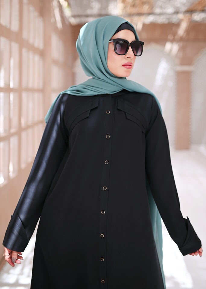 nidha Abaya in Charcoal black