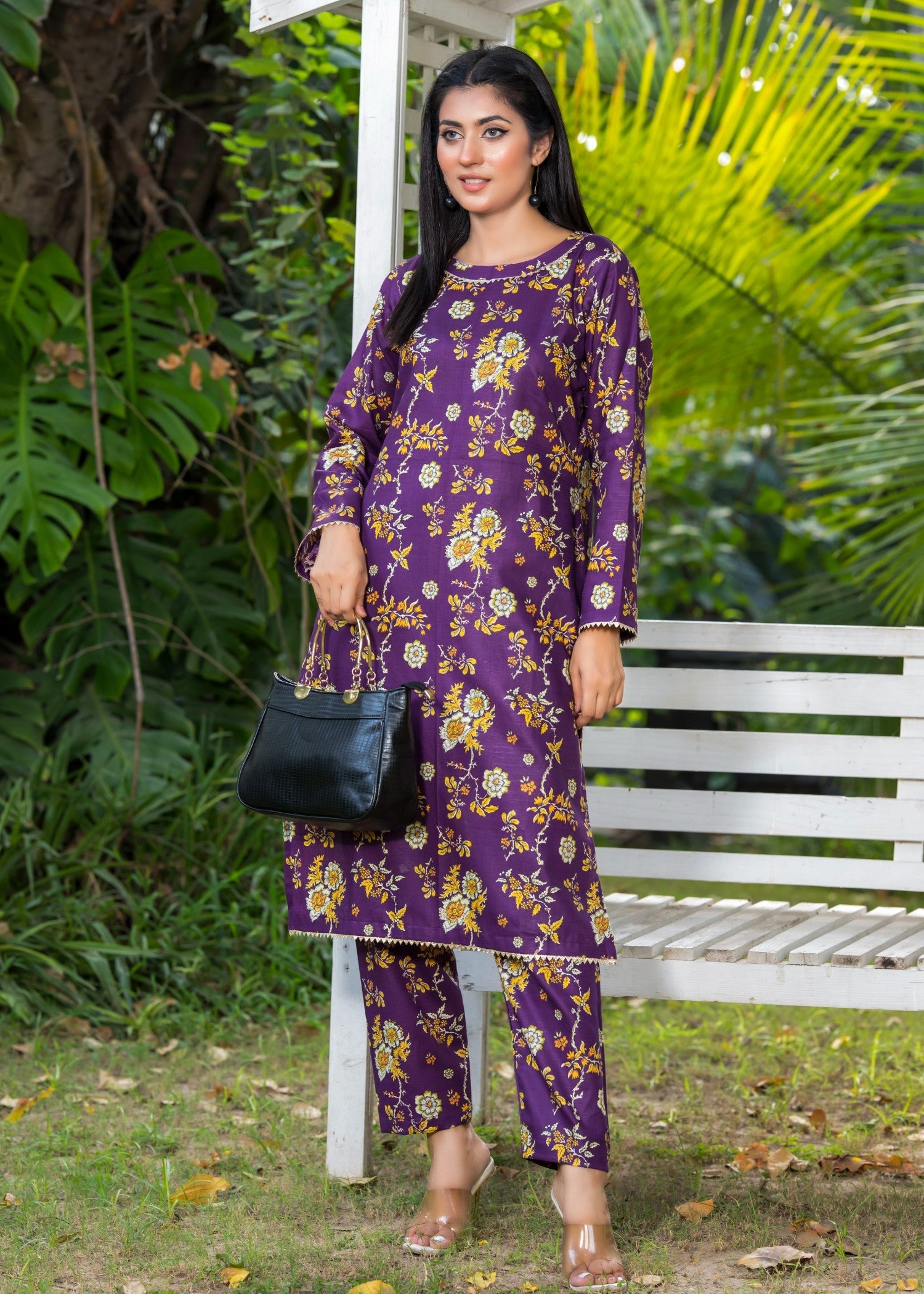 slub khaddar Unstitched in Plum