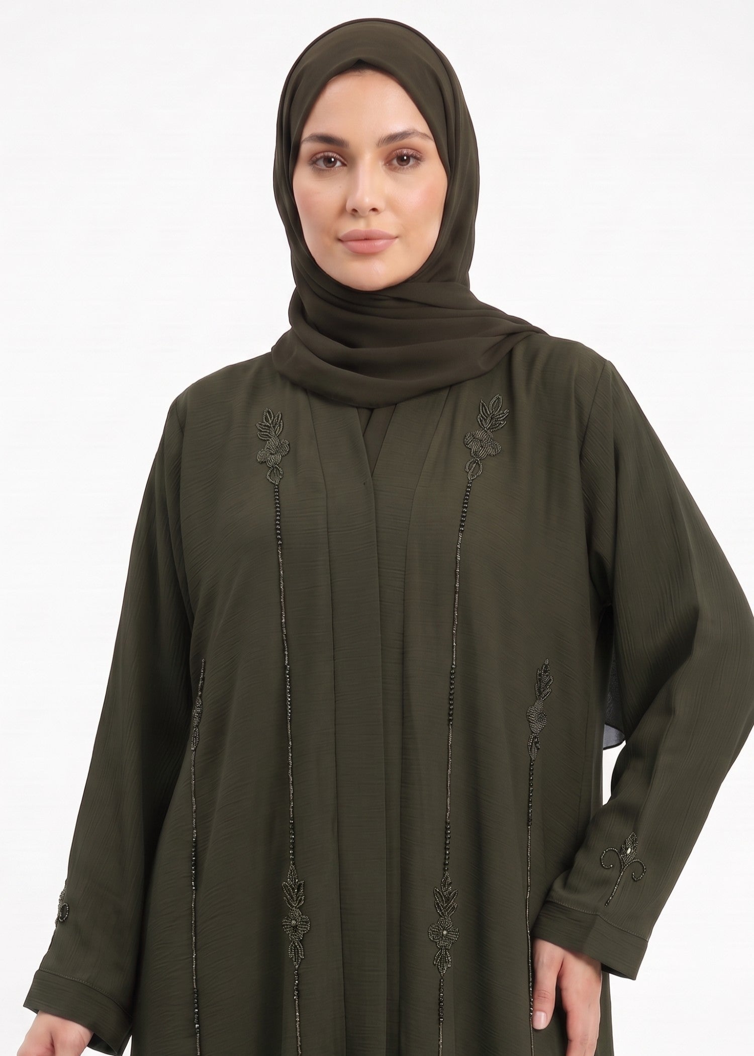 crinkle Abaya in Olive green
