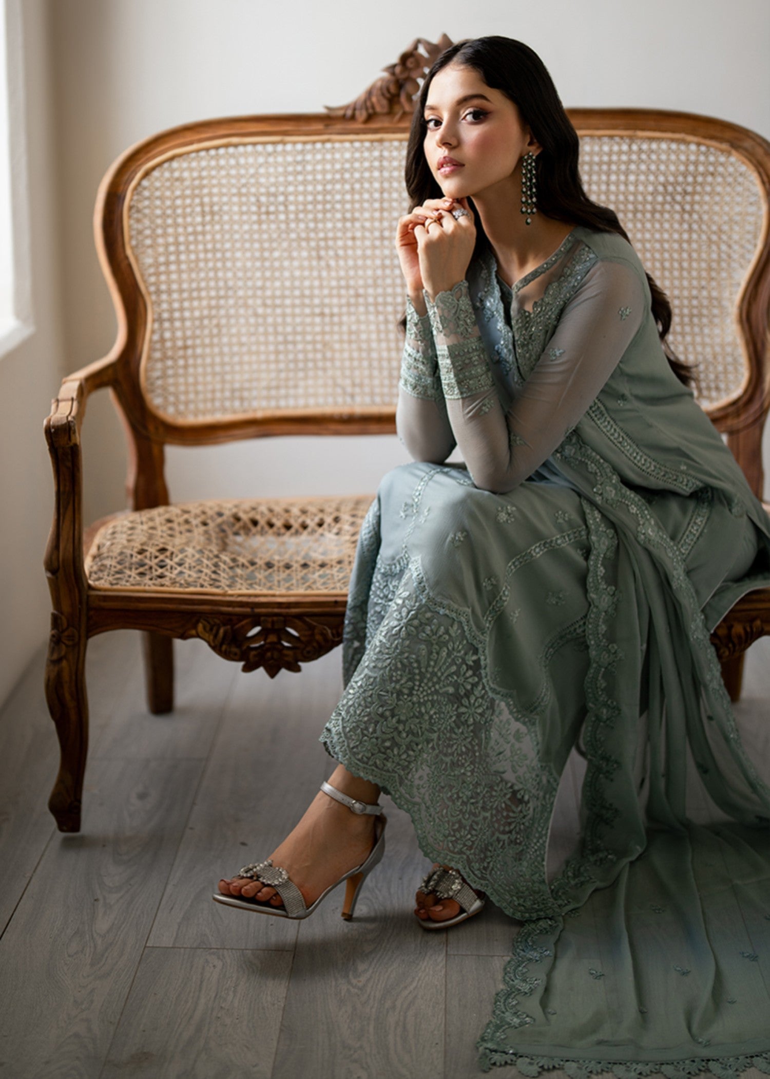 chiffon Unstitched in Pastel green