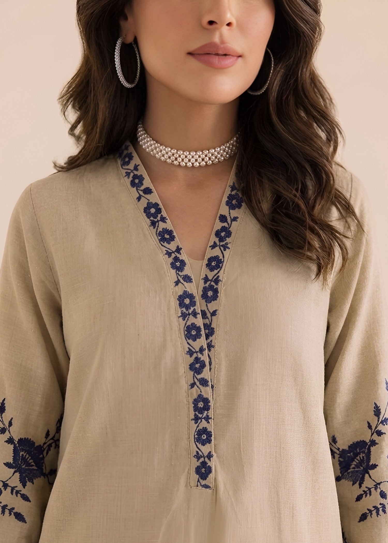 linen Kurta Set in Antique white