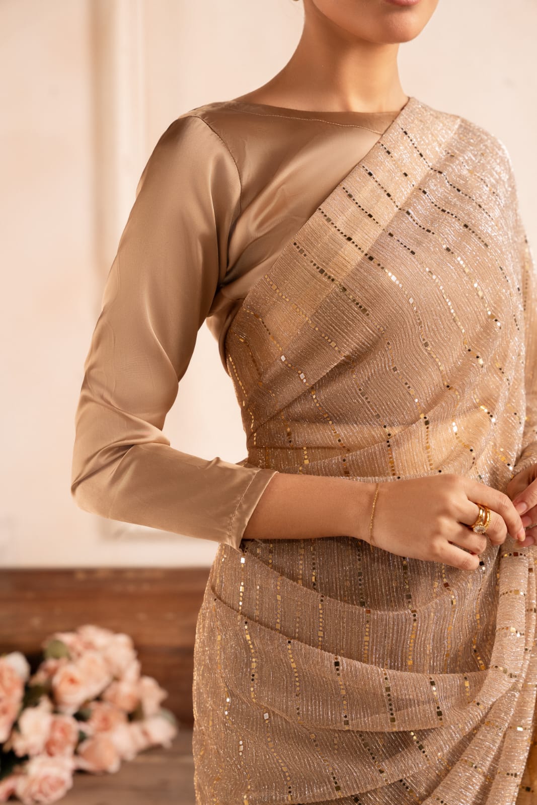 silk Saree in Beige