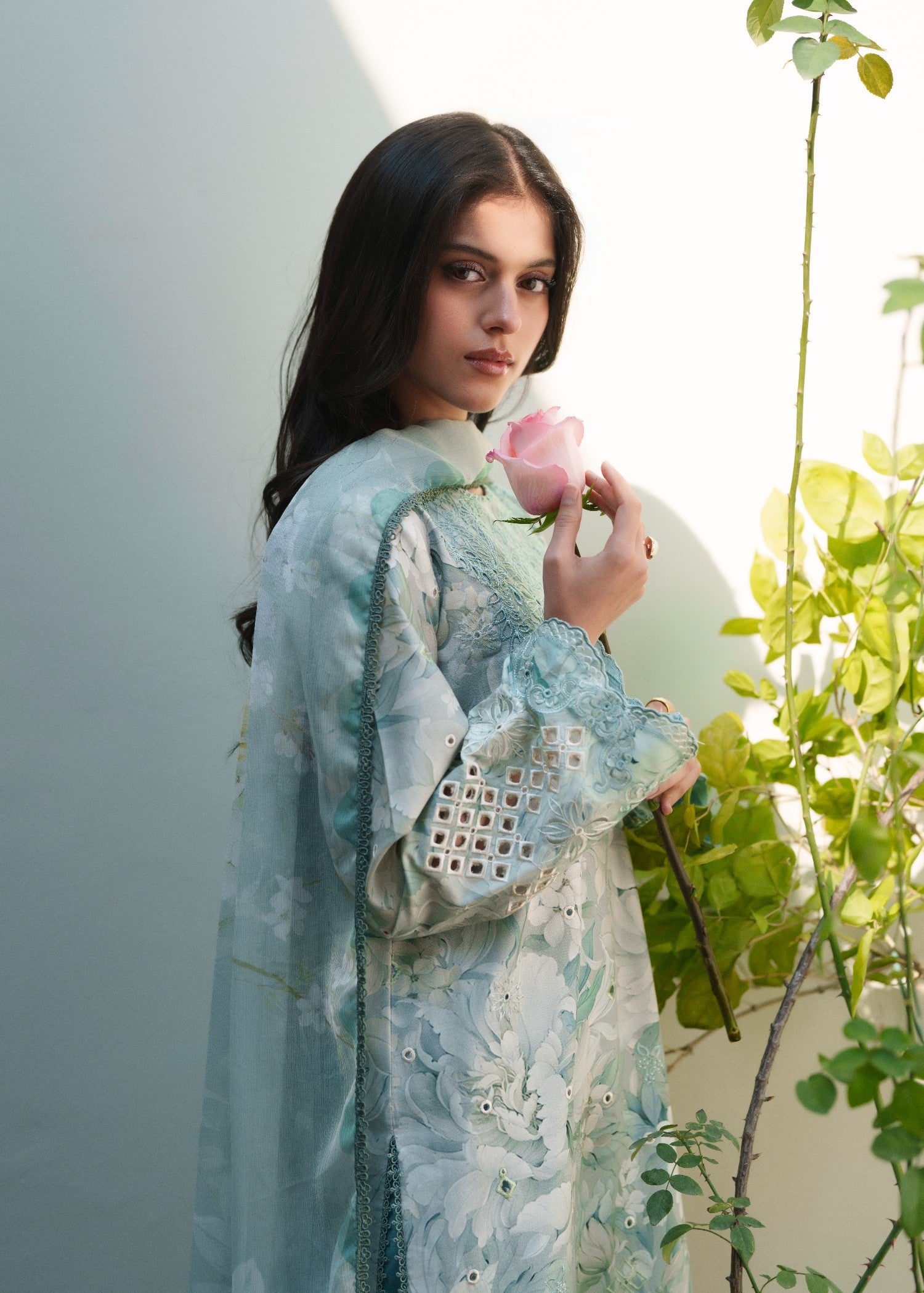 lawn Kurta Set in Cloud blue