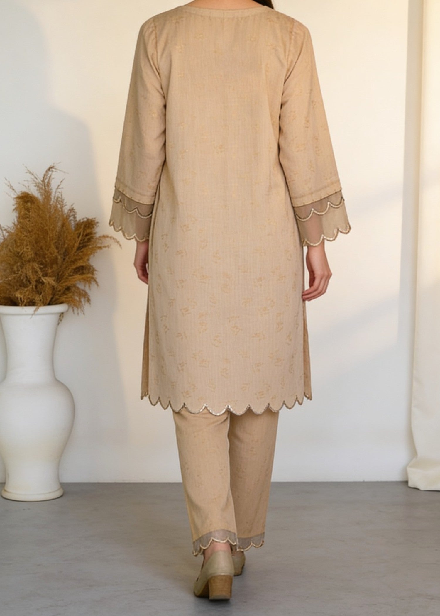 jacquard Co Ord Sets in Camel brown