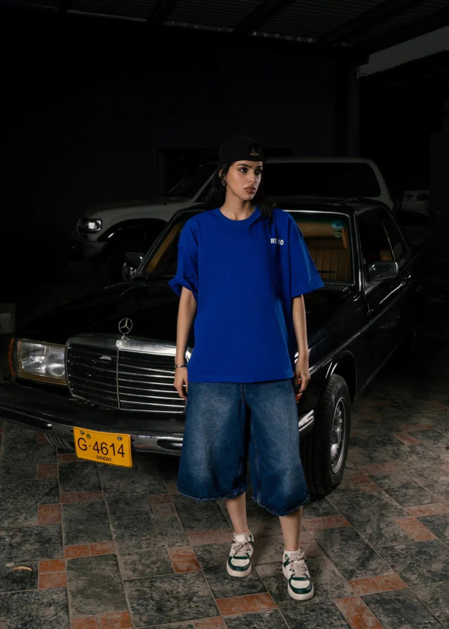 cotton jersey T Shirt in Cobalt blue