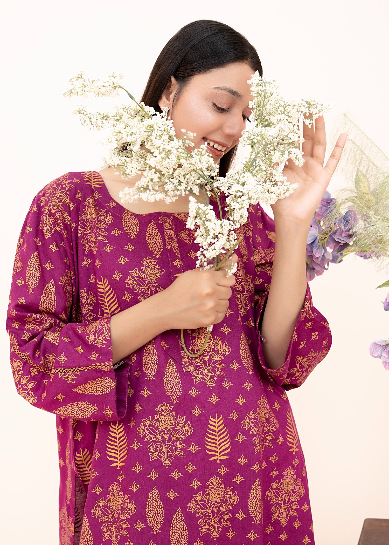 arabic lawn Co Ord Sets in Purple