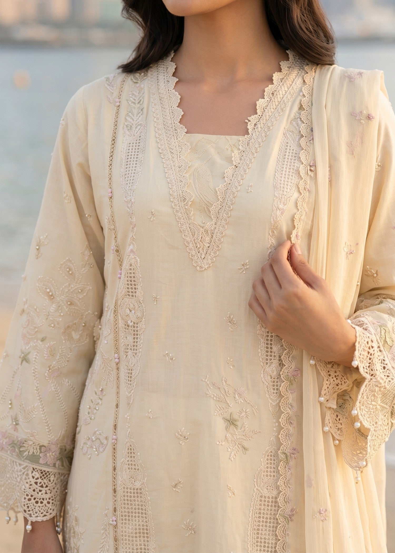 cotton Kurta Set in Light yellow