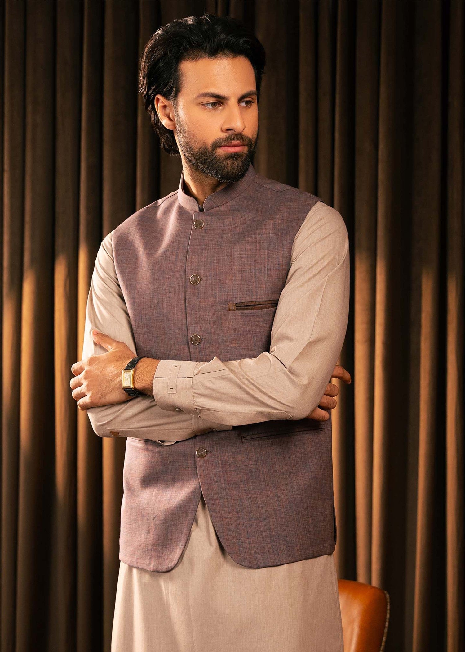 cotton Waistcoat in Mauve