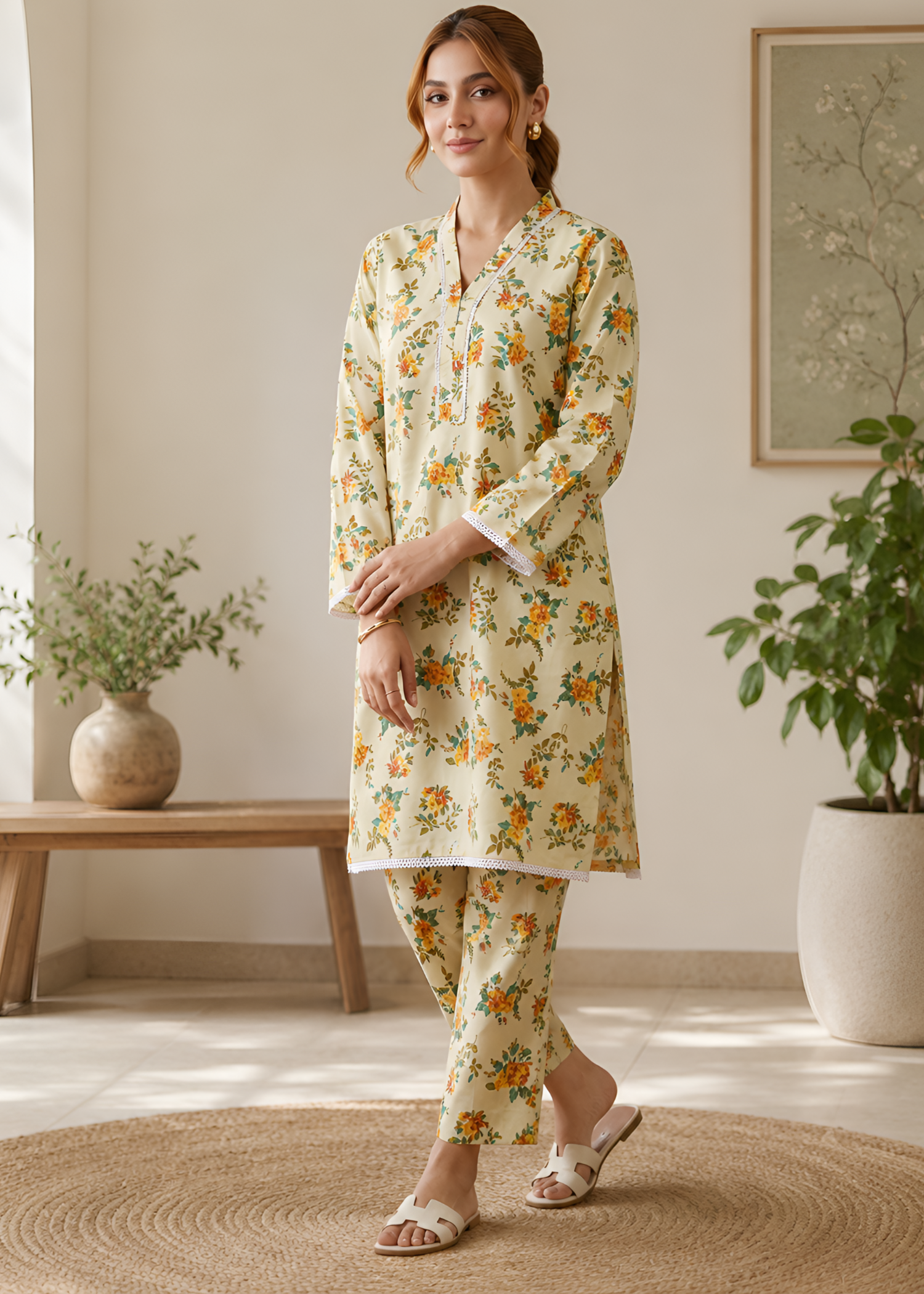 cotton Co Ord Sets in Light yellow