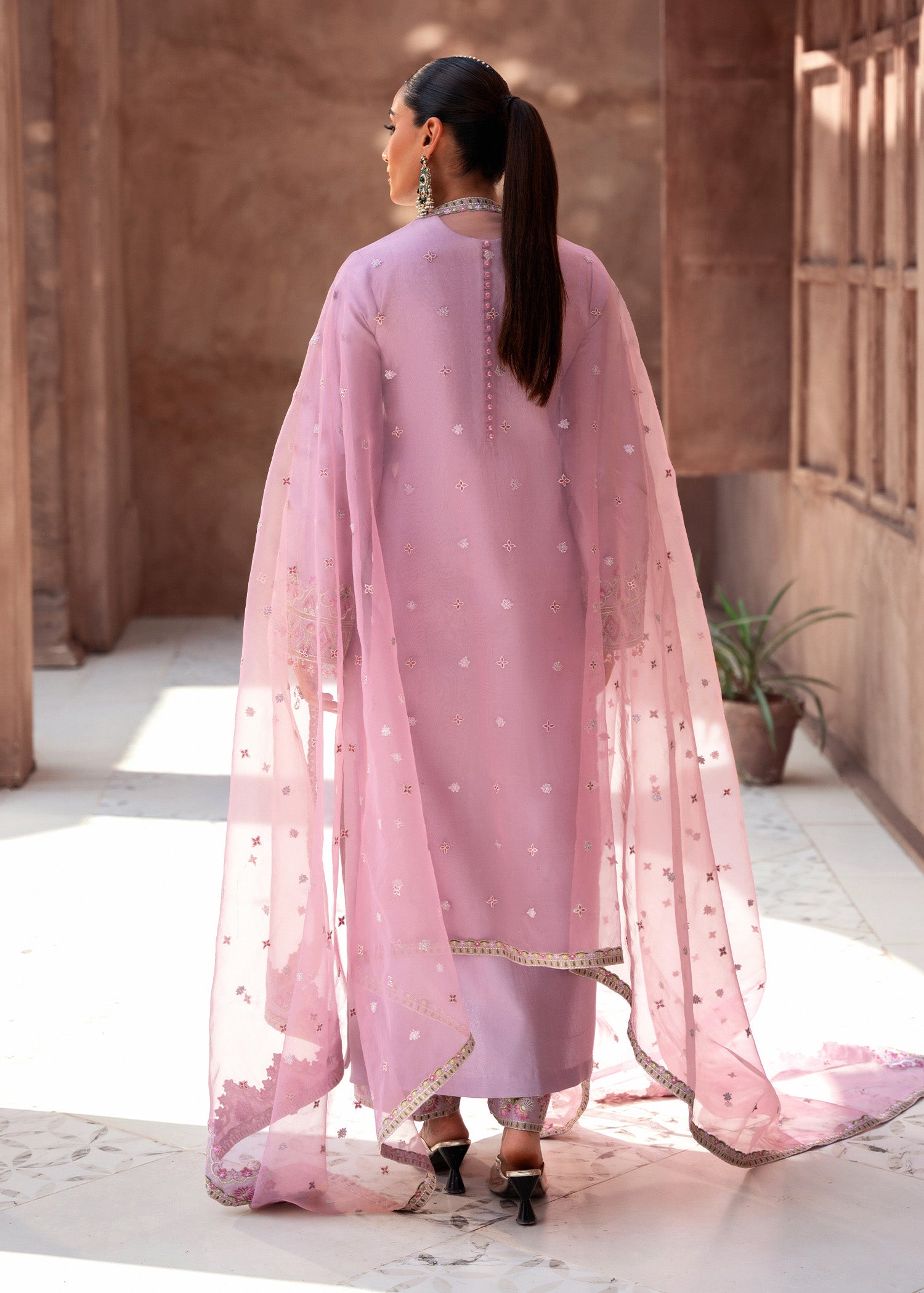 tussar silk Kurta Set in Lavender pink