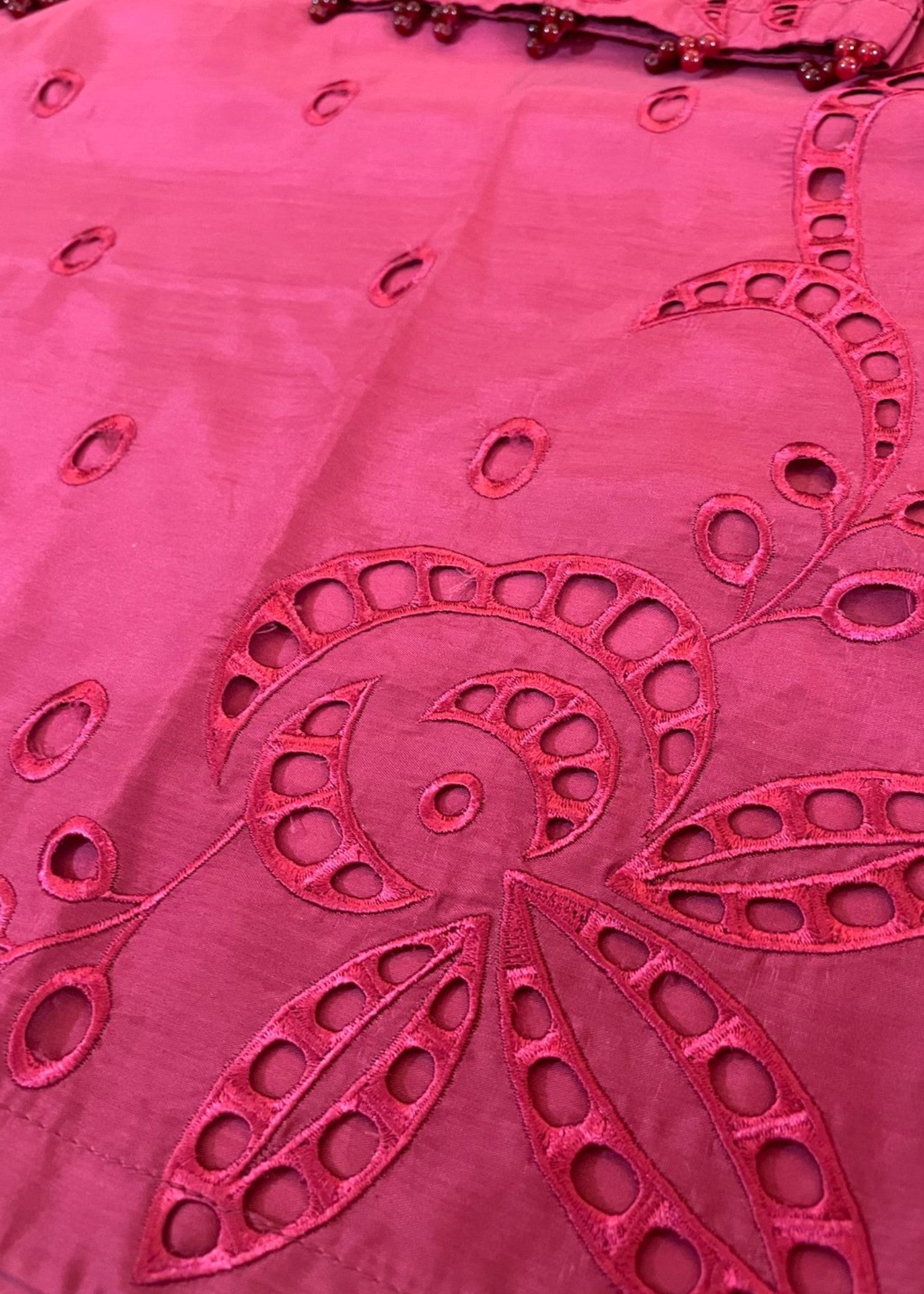 viscose raw silk Kurta Set in Raspberry
