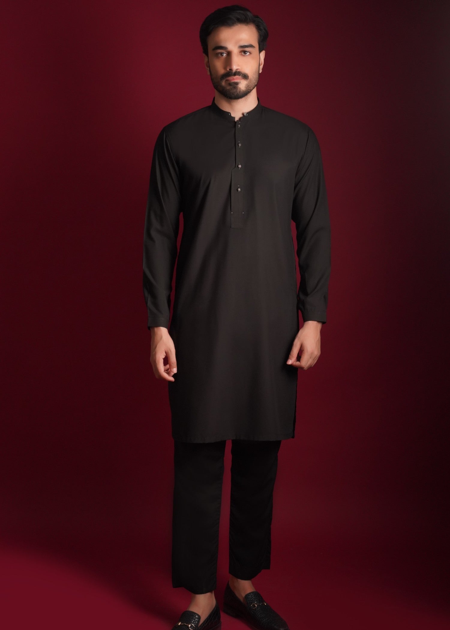wash & wear Kurta Set in Jet black